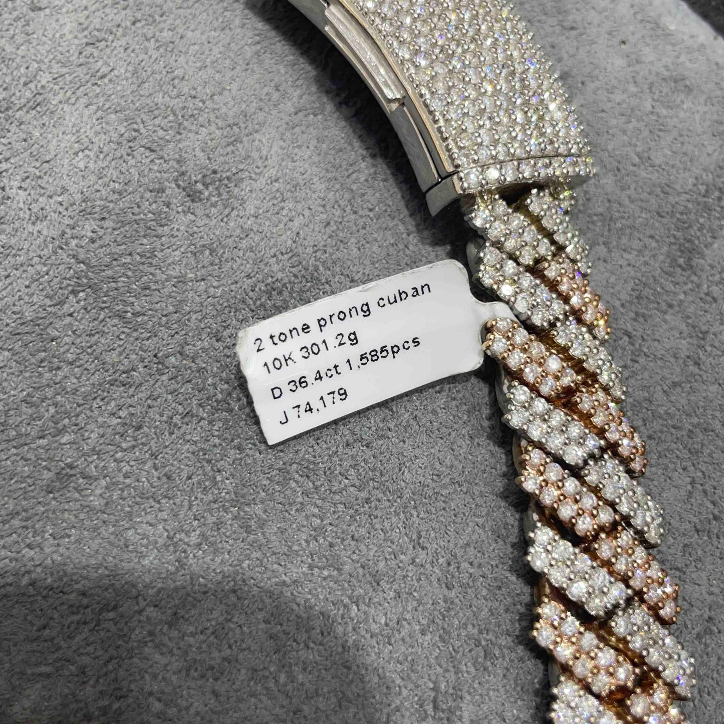 10k Two Tone Rose Bust Down Prong Cuban Chain | 301 Grams | 37 Cts
