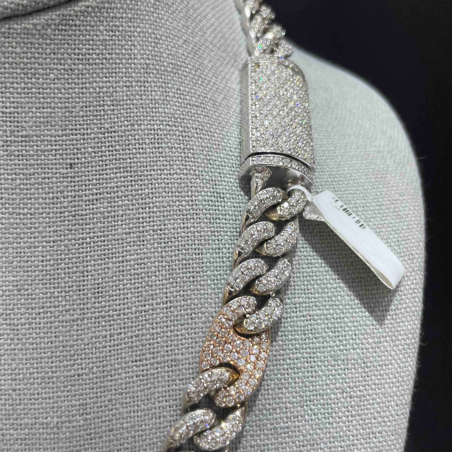 14k Bust Down Mariner Cuban Chain Rose 163 Grams | 19 ct | Two Tone
