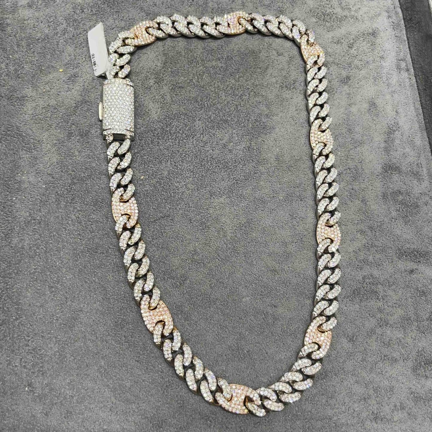14k Bust Down Mariner Cuban Chain Rose 163 Grams | 19 ct | Two Tone