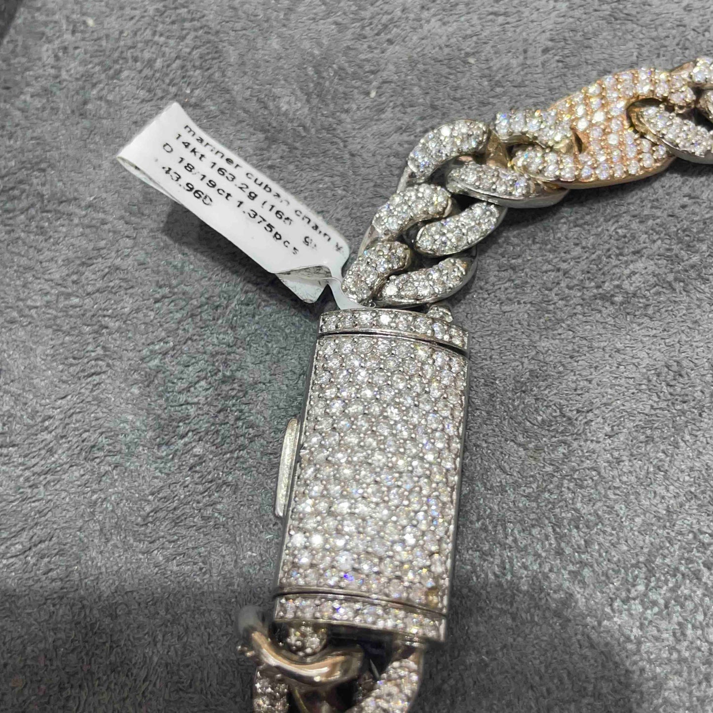 14k Bust Down Mariner Cuban Chain Rose 163 Grams | 19 ct | Two Tone