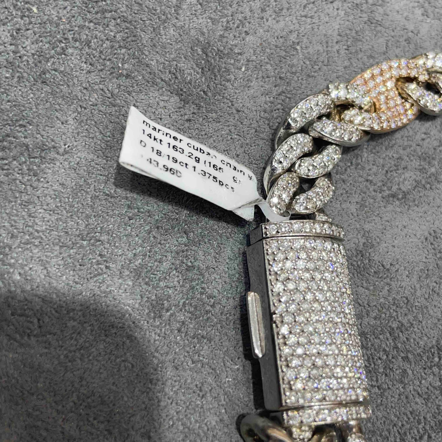 14k Bust Down Mariner Cuban Chain Rose 163 Grams | 19 ct | Two Tone