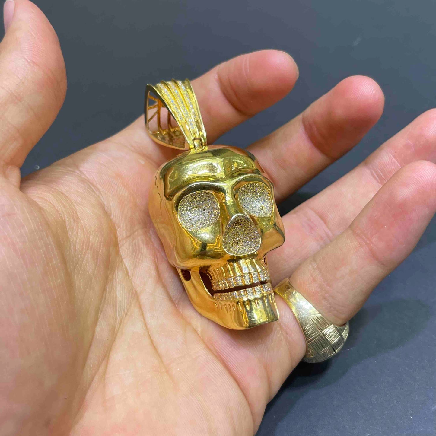 Gold Skull Pendant Iced Out