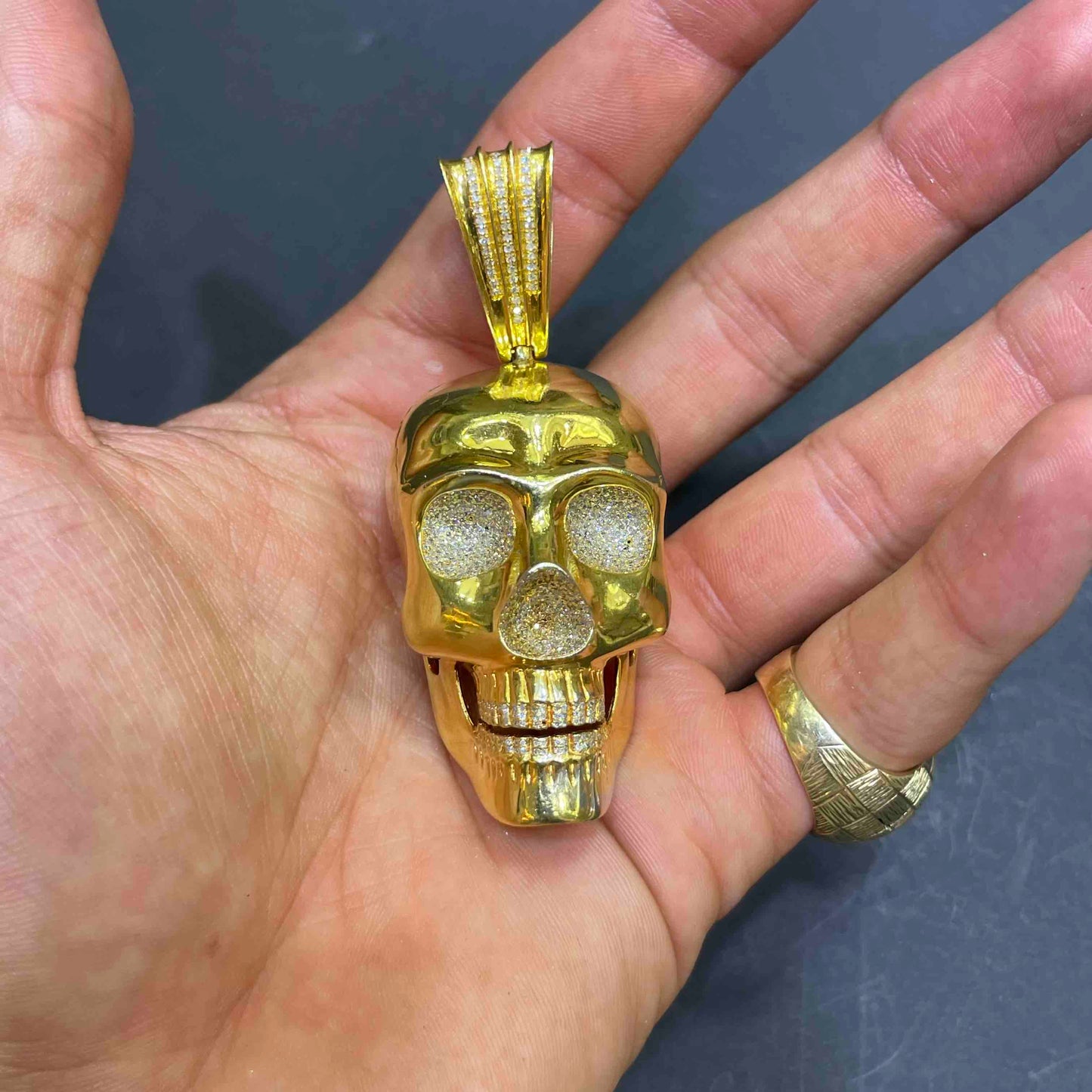 Gold Skull Pendant Iced Out