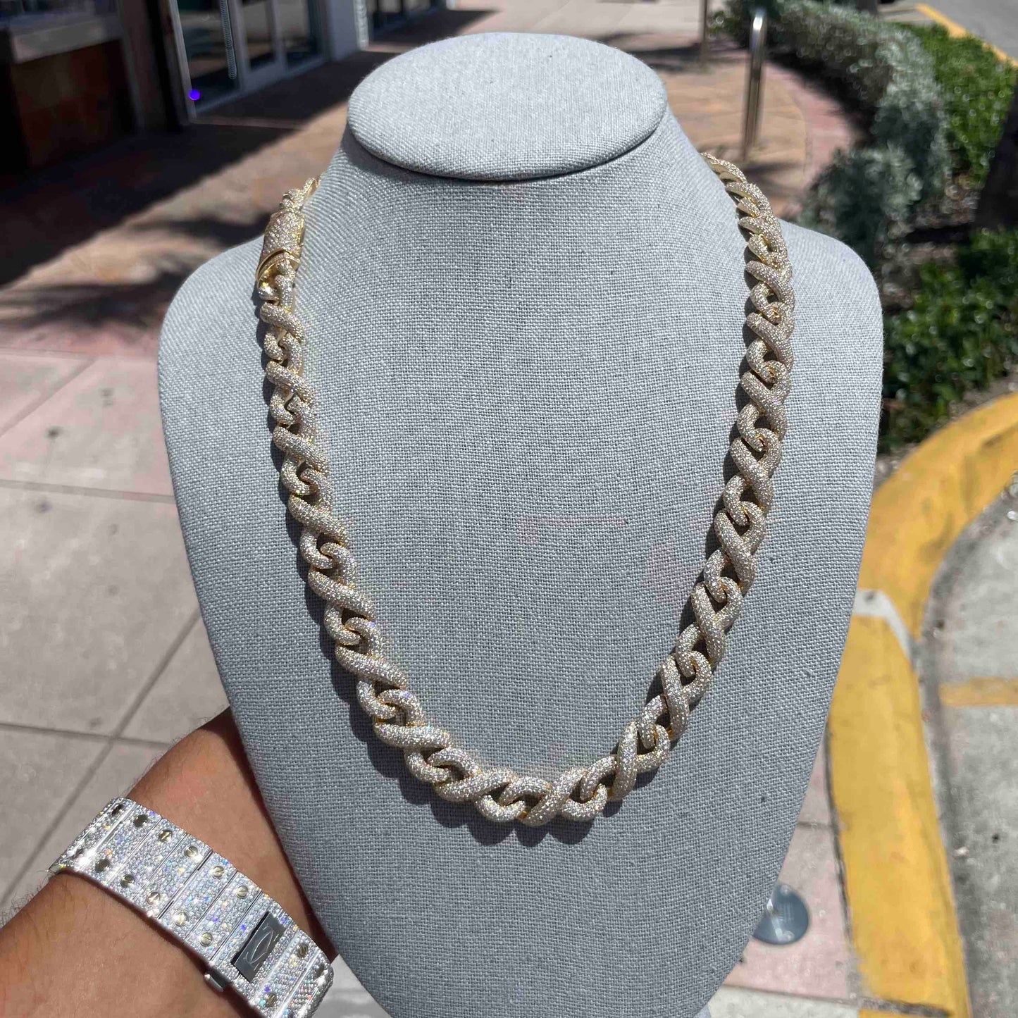 14K BUST DOWN INFINITY Migo Yellow Link Chain