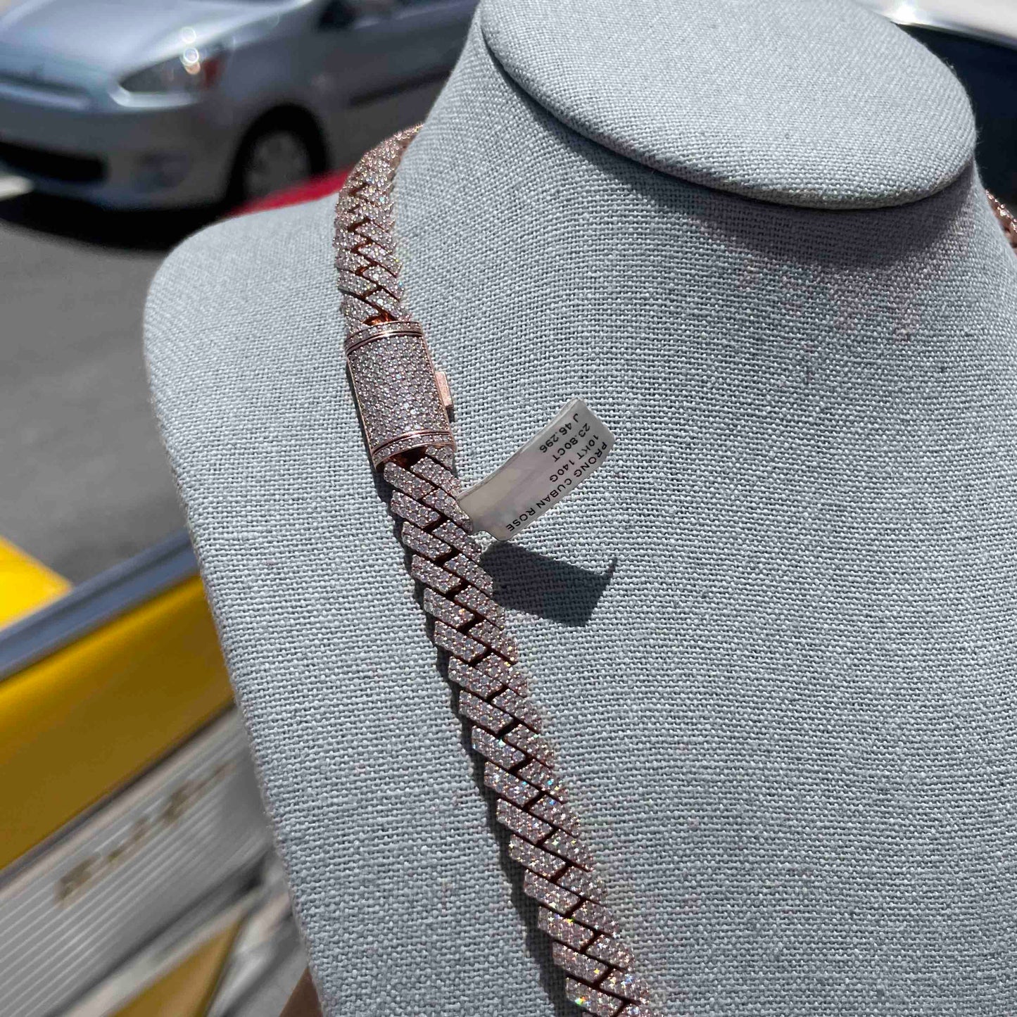 10k ICED ROSE GOLD MIAMI BUSTDOWN CUBAN LINK