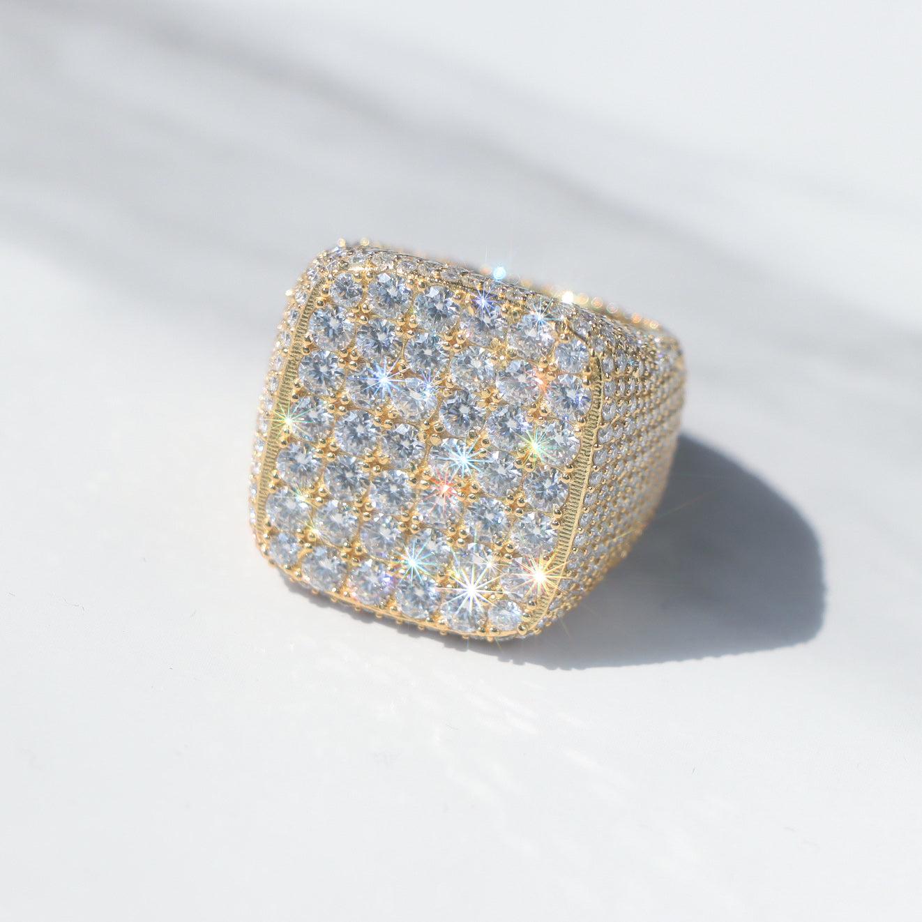 Men's Square 925 Silver Moissanite Ring