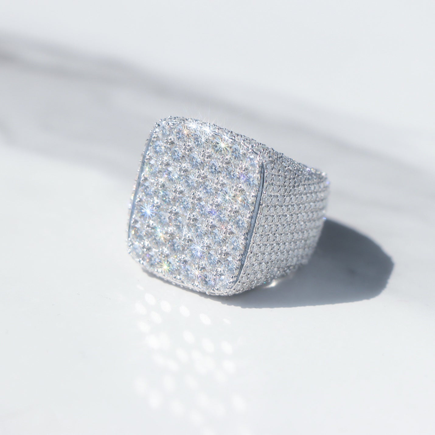 Men's Square 925 Silver Moissanite Ring