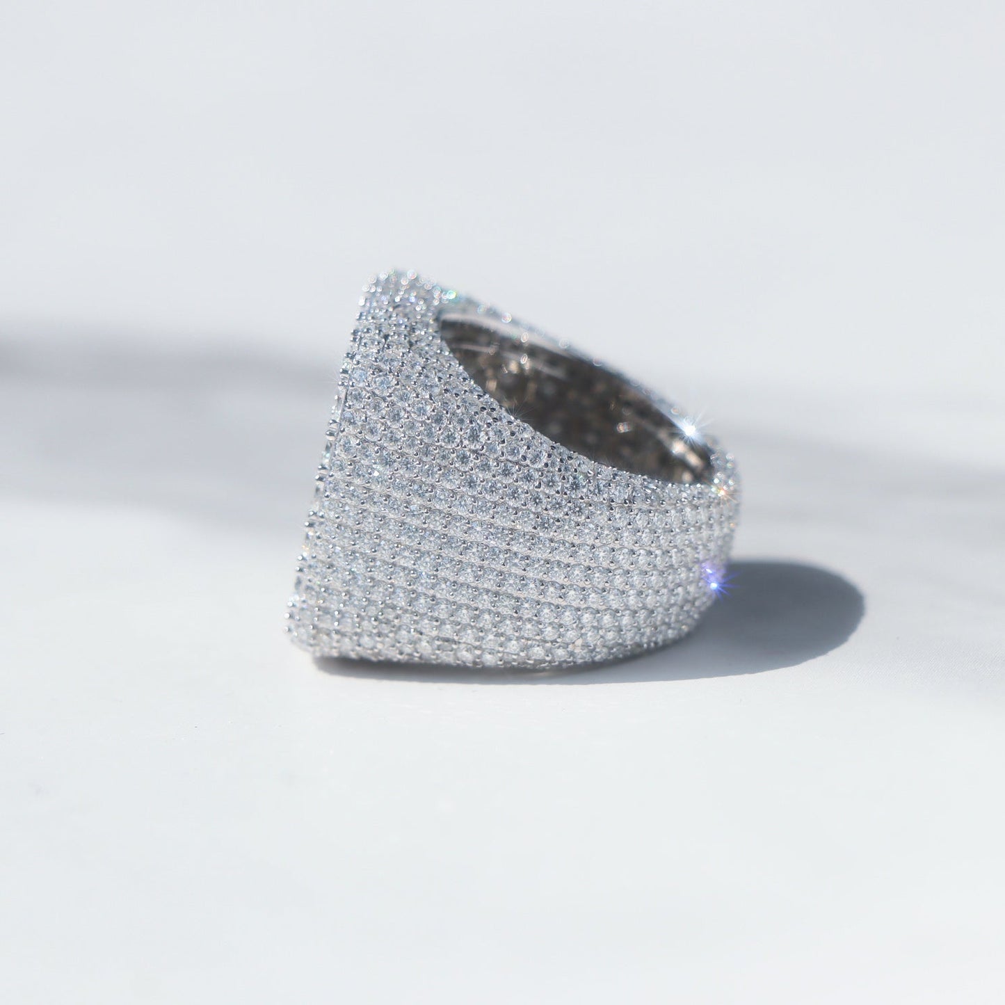 Men's Square 925 Silver Moissanite Ring