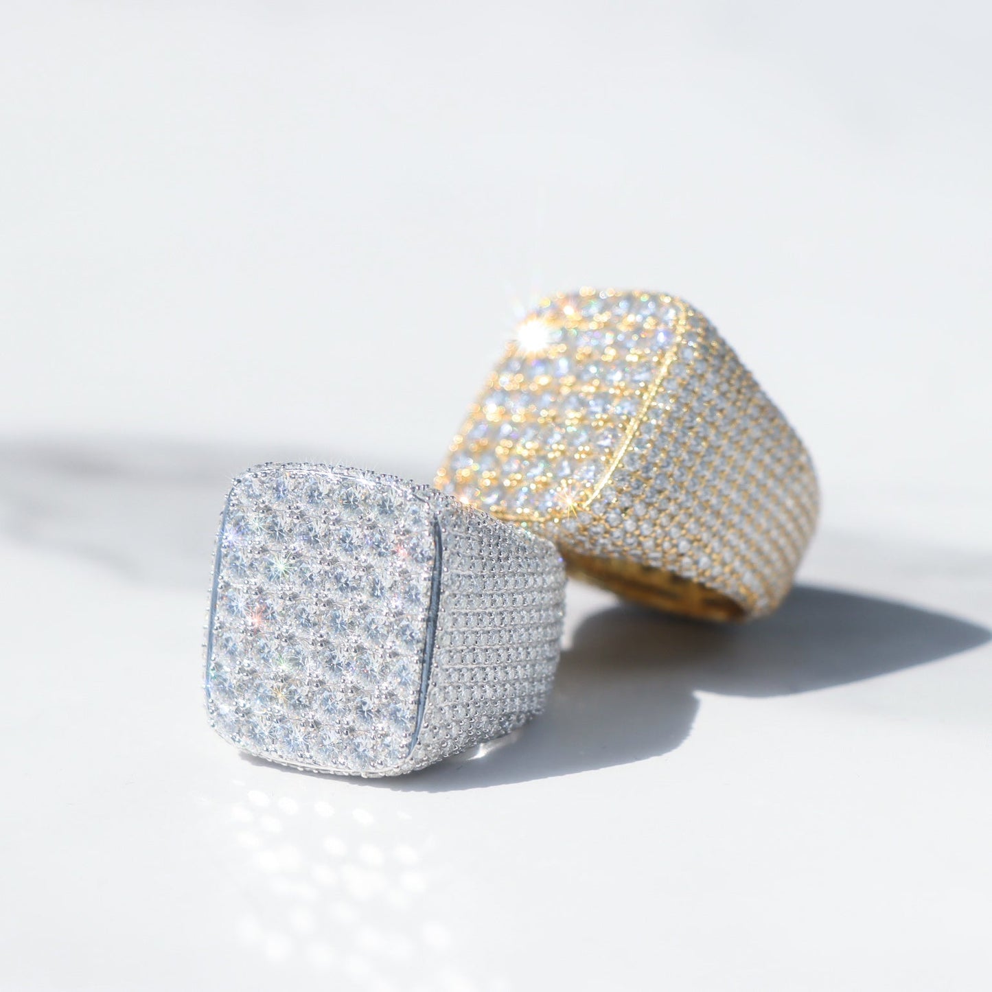 Men's Square 925 Silver Moissanite Ring