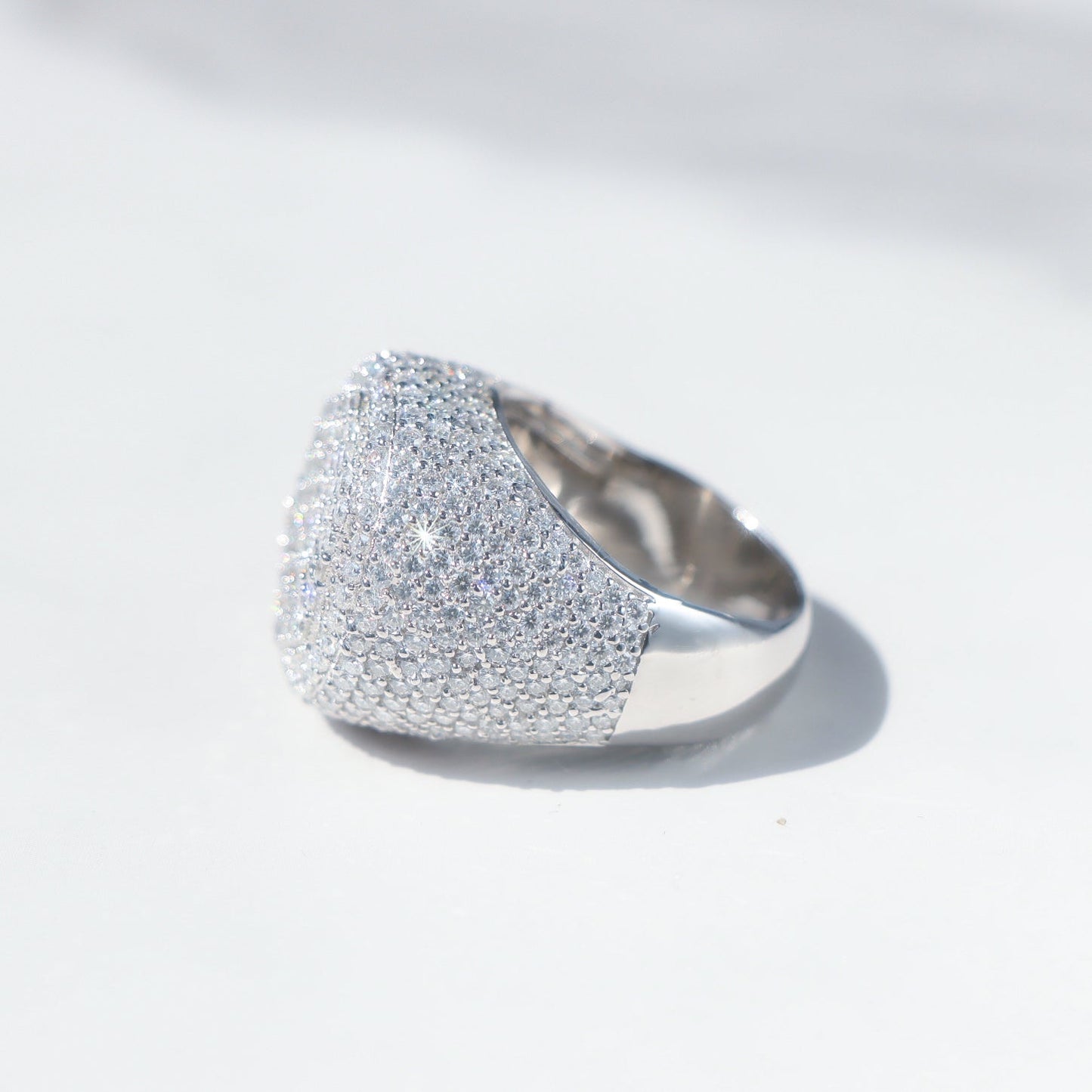 VVS Moissanite Layered Signet Ring in Sterling Silver