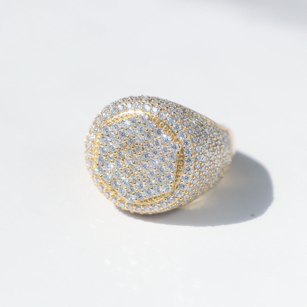VVS Moissanite Layered Signet Ring in Sterling Silver