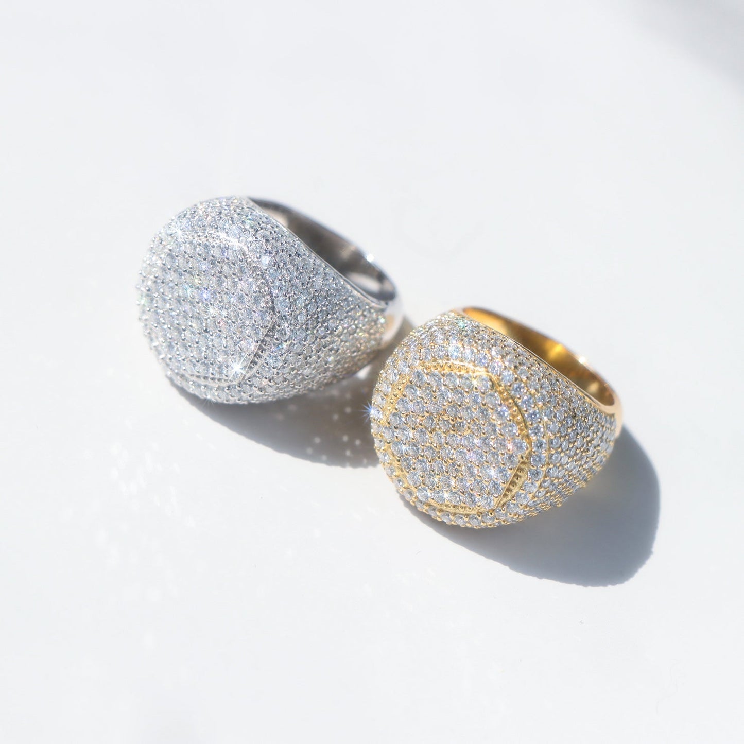 VVS Moissanite Layered Signet Ring in Sterling Silver