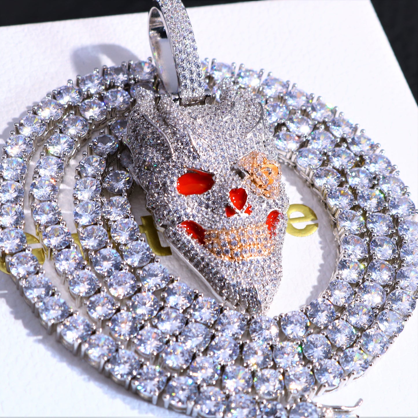 Flame Skull Iced Pendant