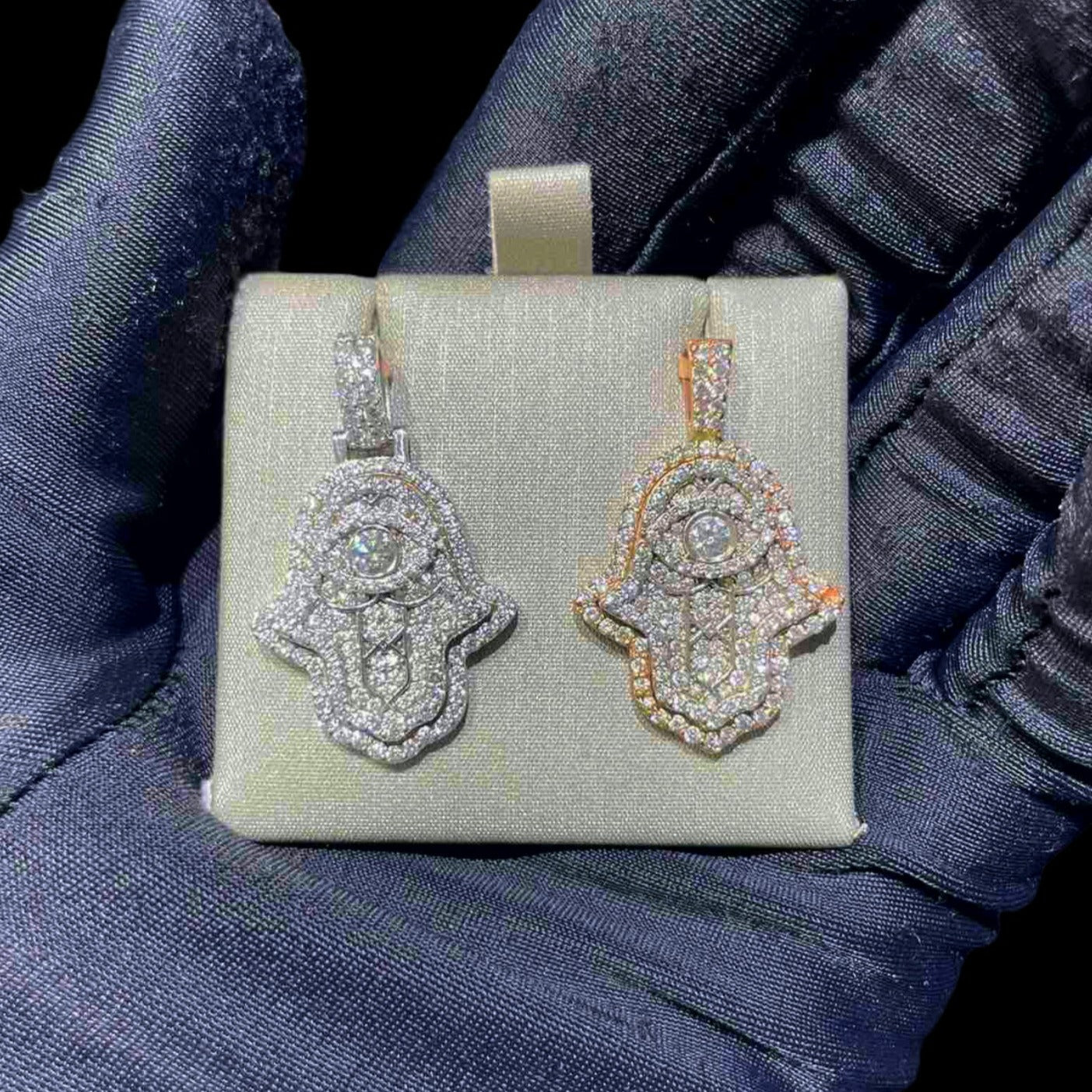 14k ICED HAMSA Pendant