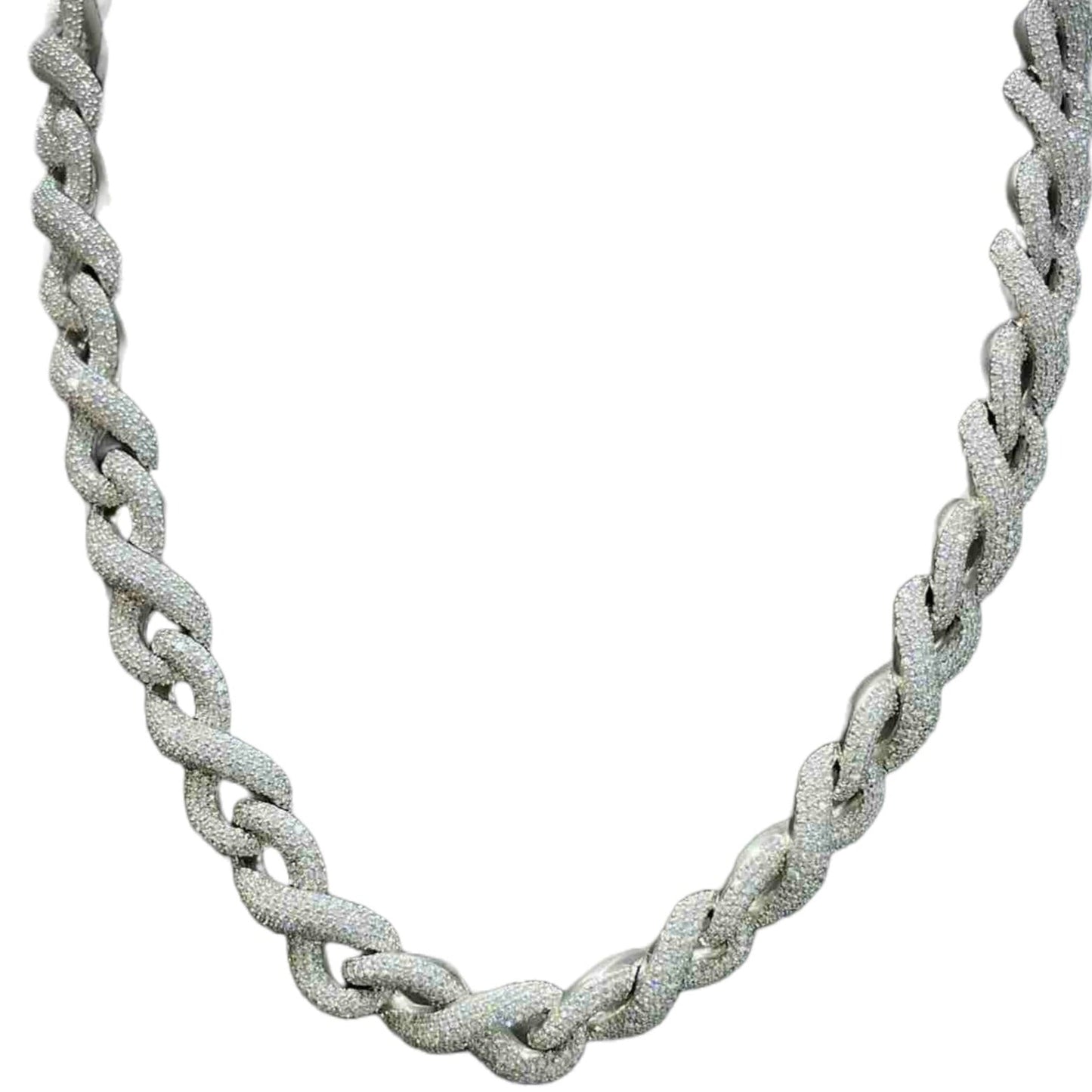 VVS1 "ICED Bust Down" 14k Infinity Link Migos WHITE Chain | 48 ct t.w. π