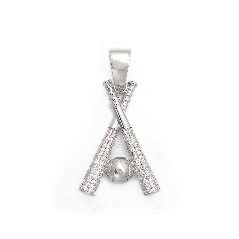 18K Gold Plated with Diamond Baseball Pendant