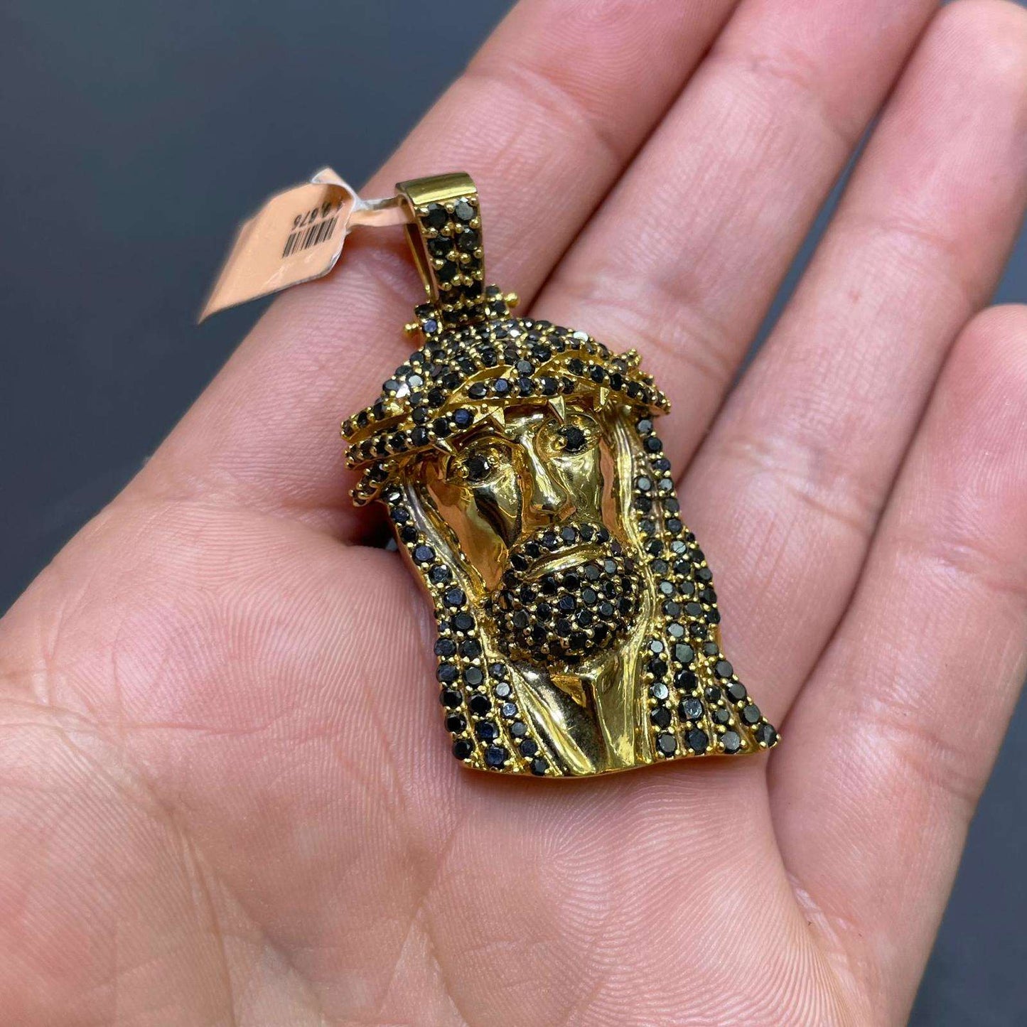 14k Black Diamond Iced Out Jesus Piece