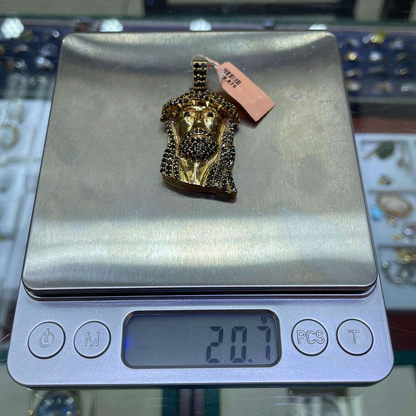 14k Black Diamond Iced Out Jesus Piece
