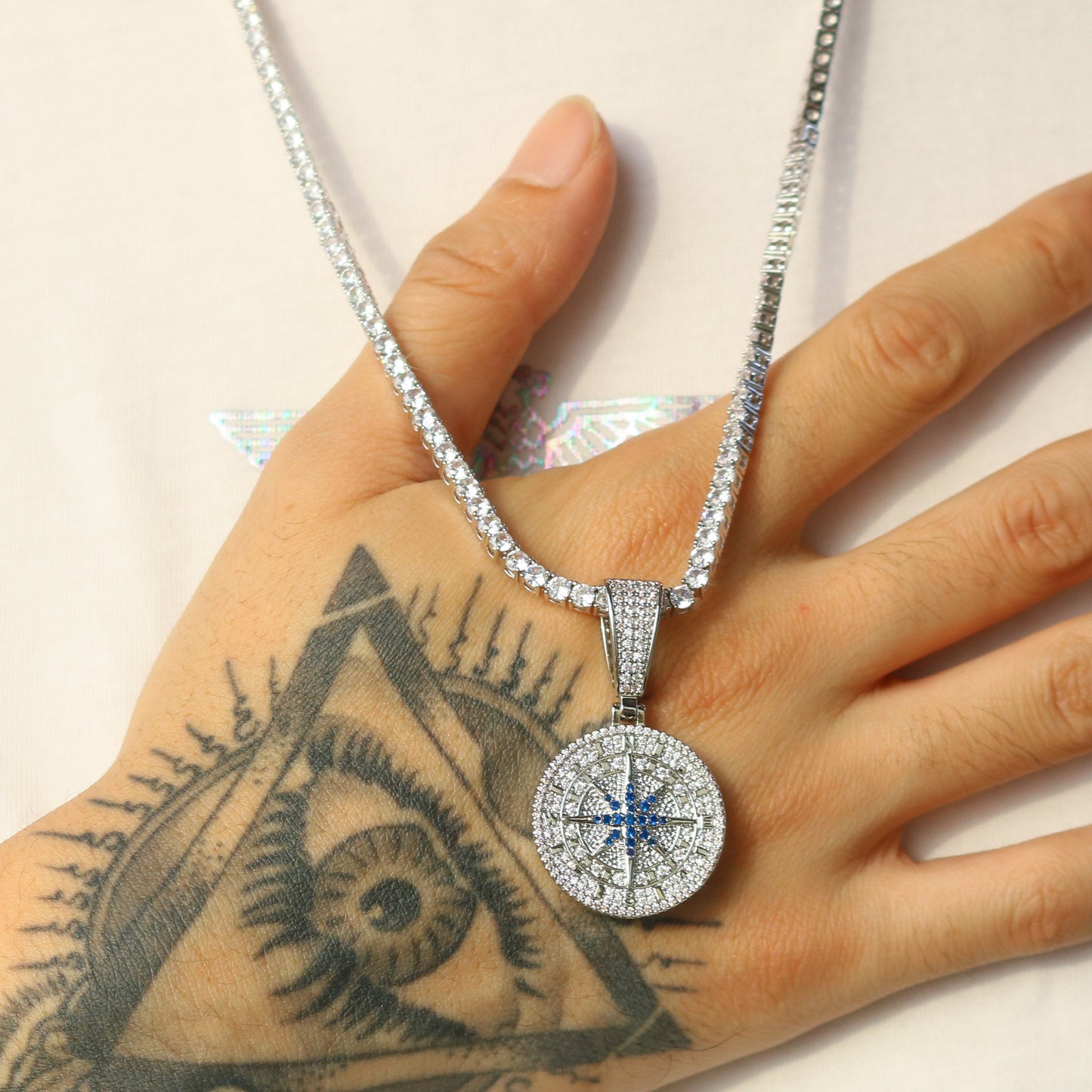 Iced Compass Pendant