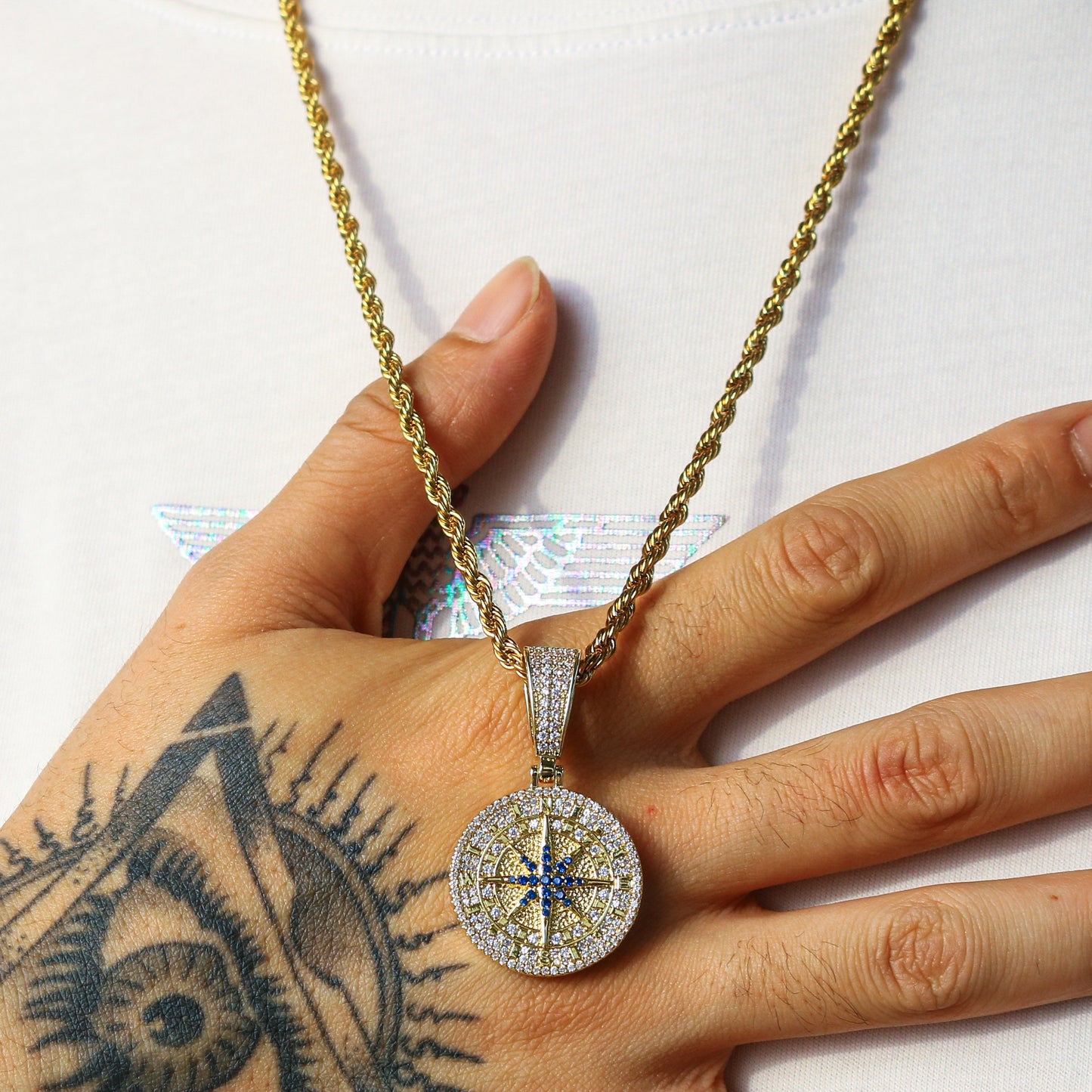 Iced Compass Pendant