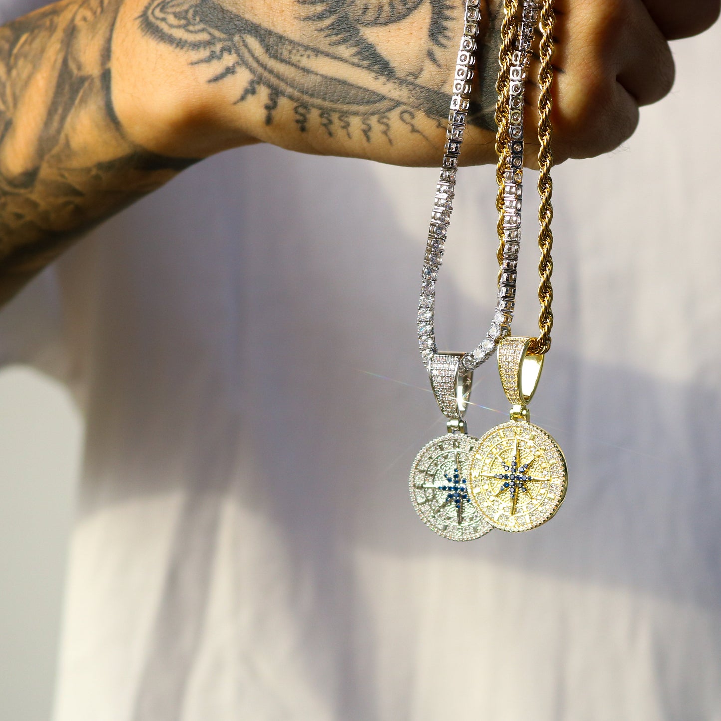 Iced Compass Pendant