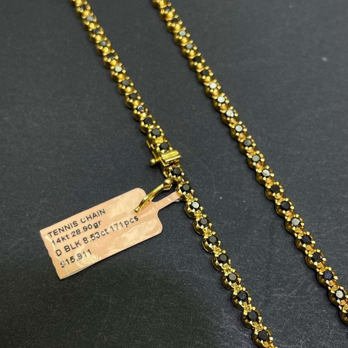 14k Black Diamond Tennis Chain 3.5-4.5MM