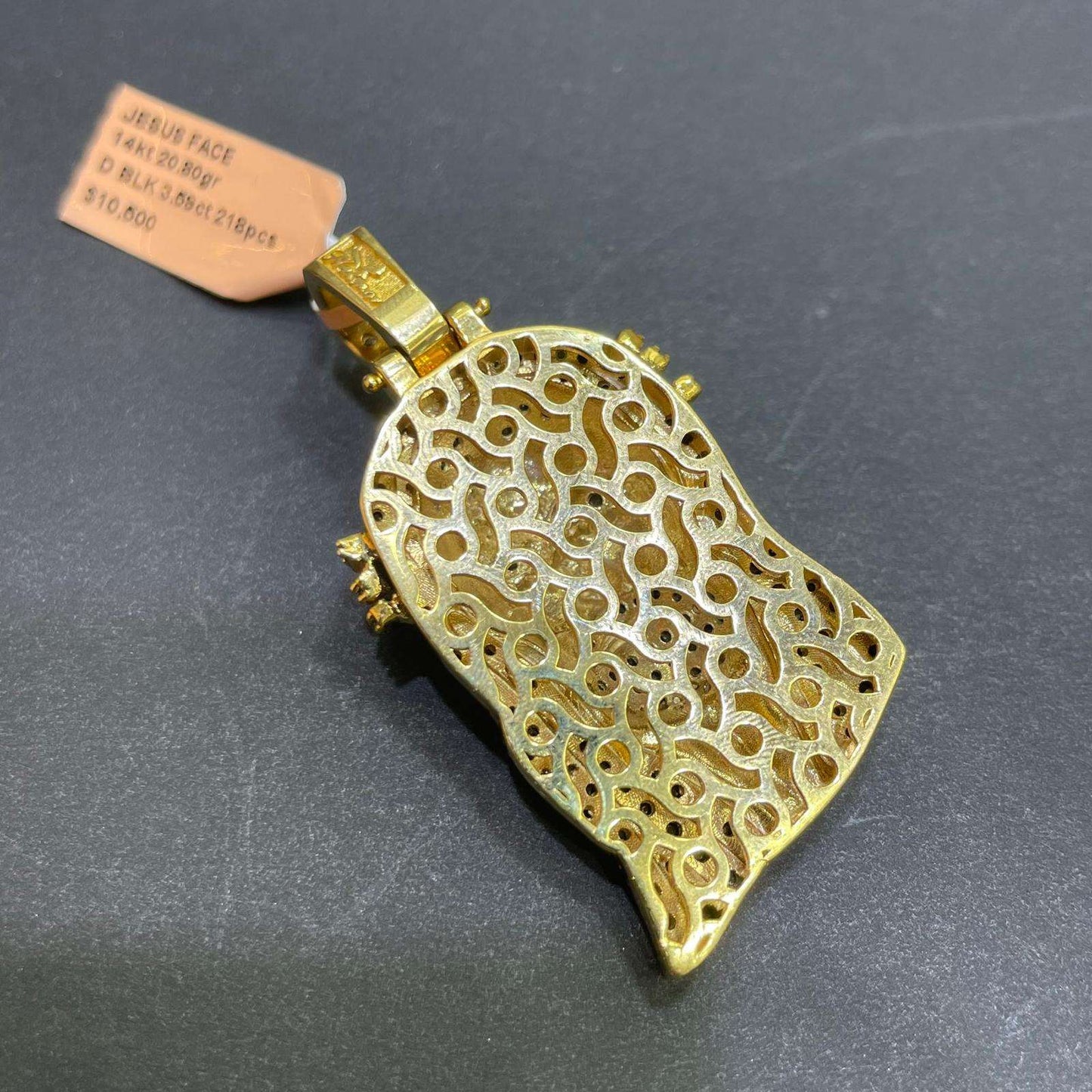 14k Black Diamond Iced Out Jesus Piece