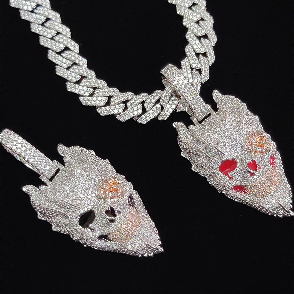 Flame Skull Iced Pendant