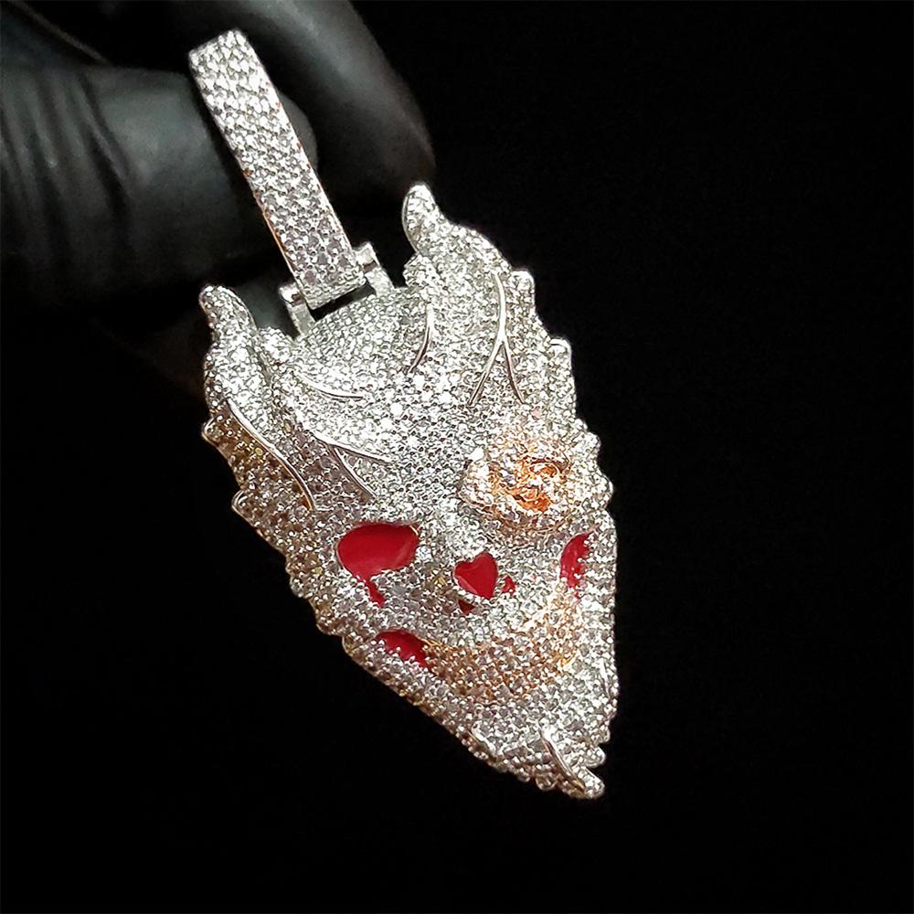 Flame Skull Iced Pendant