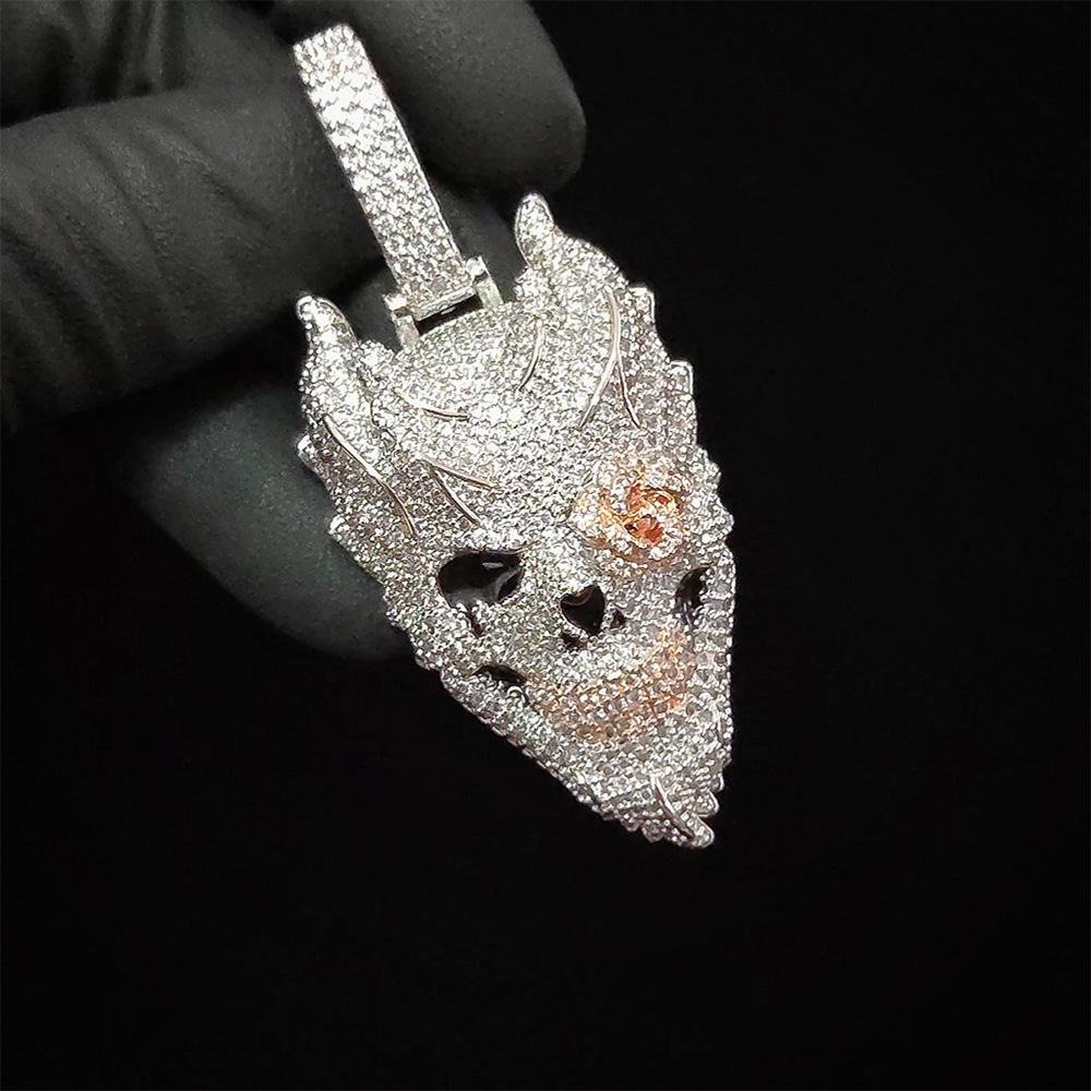 Flame Skull Iced Pendant