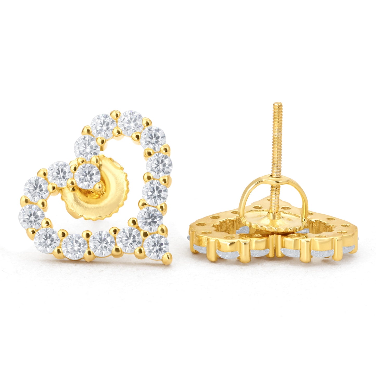Diamond Heart Stud Earrings