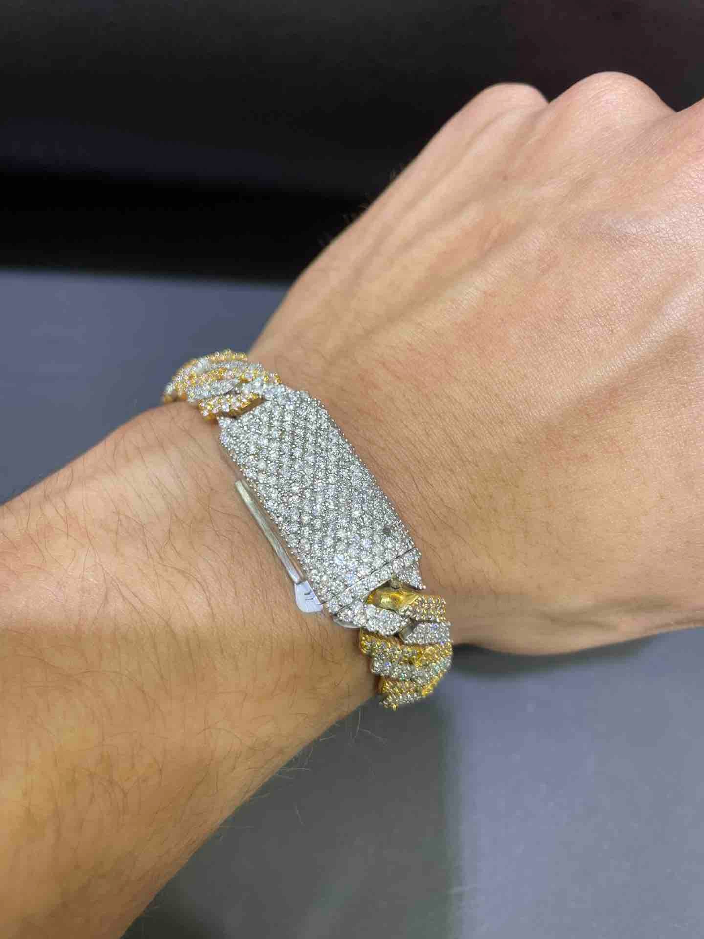 New SUPER ICED VVS1 ICED MIAMI BUST DOWN CUBAN LINK BRACELET | 15 cts