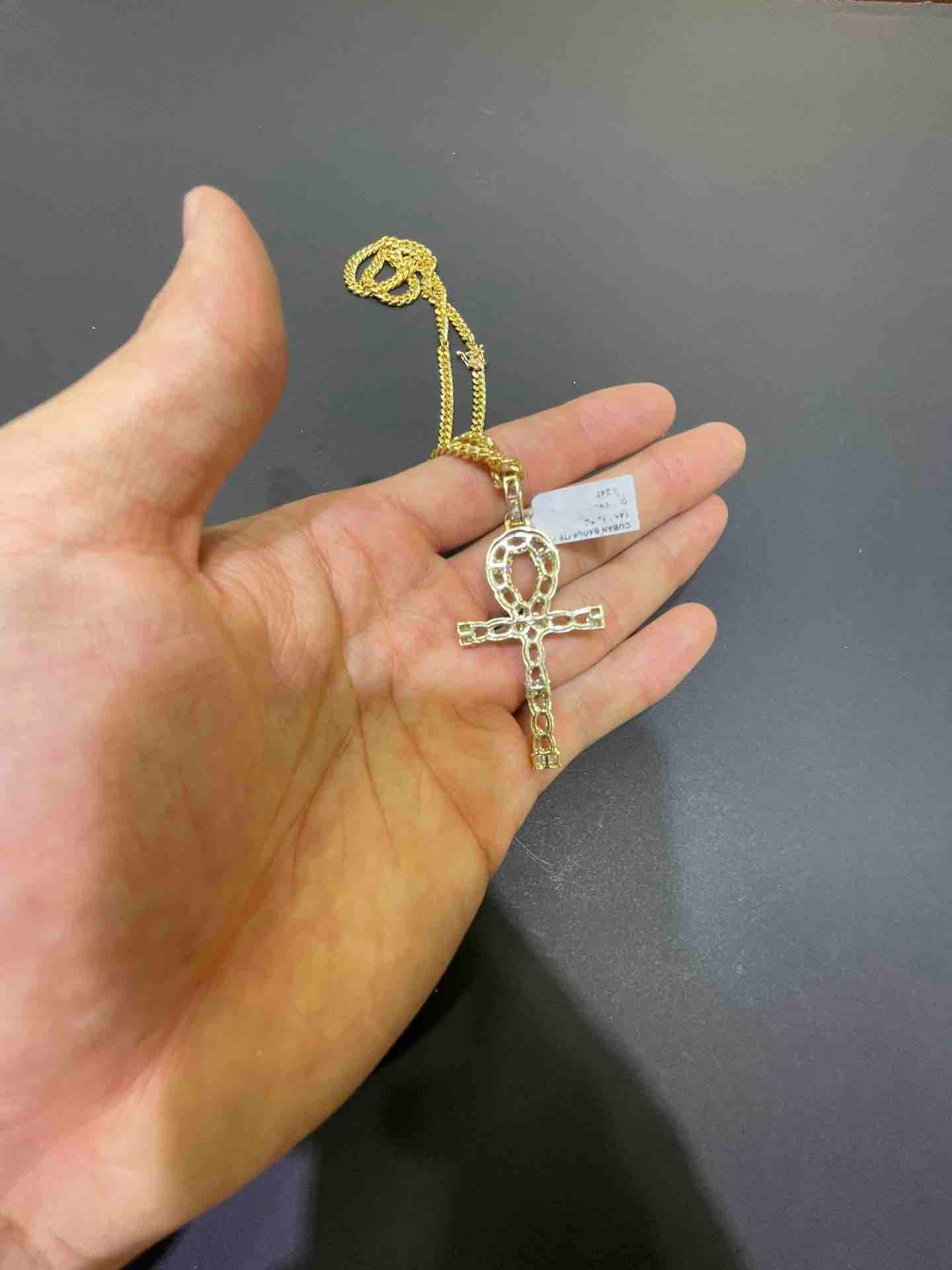 New 14k Egyptian Cross Pendant Vs1 Natural Diamonds 💎 1.3 cts.t.w.
