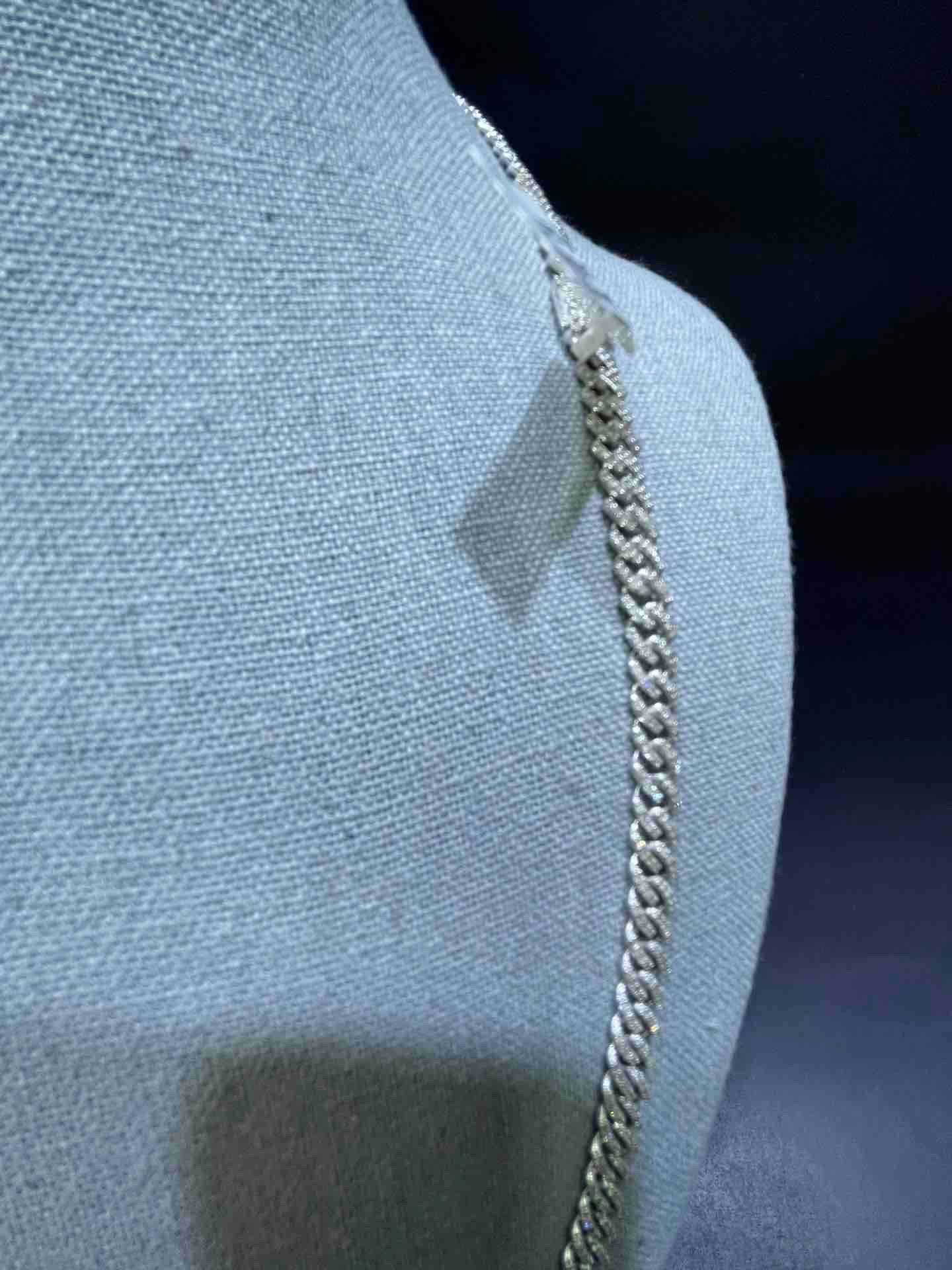10k White Gold Iced Cuban Link Chain | 6 ct