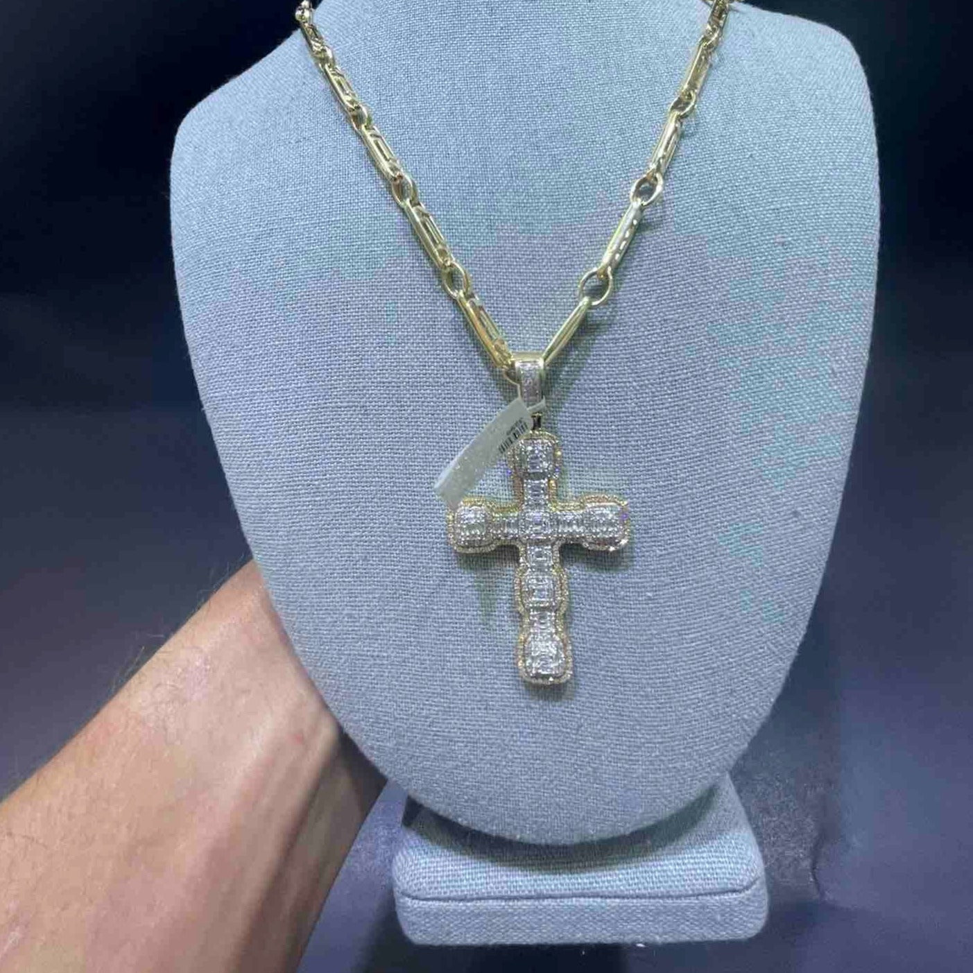 14k Iced Out Cross Pendant | 2.4 ct t.w. 12 G