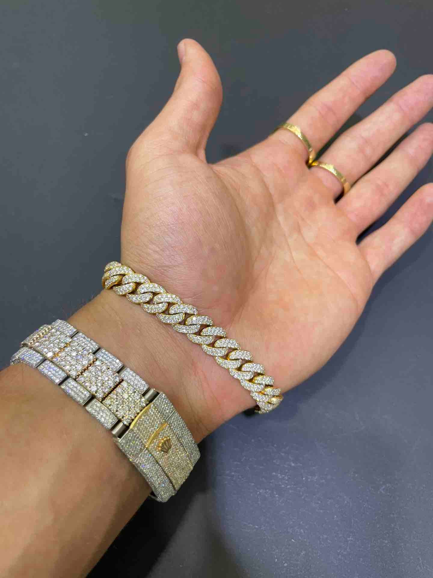 Iced Out Cuban Bracelet 10k Two Tone | VS1 50 G