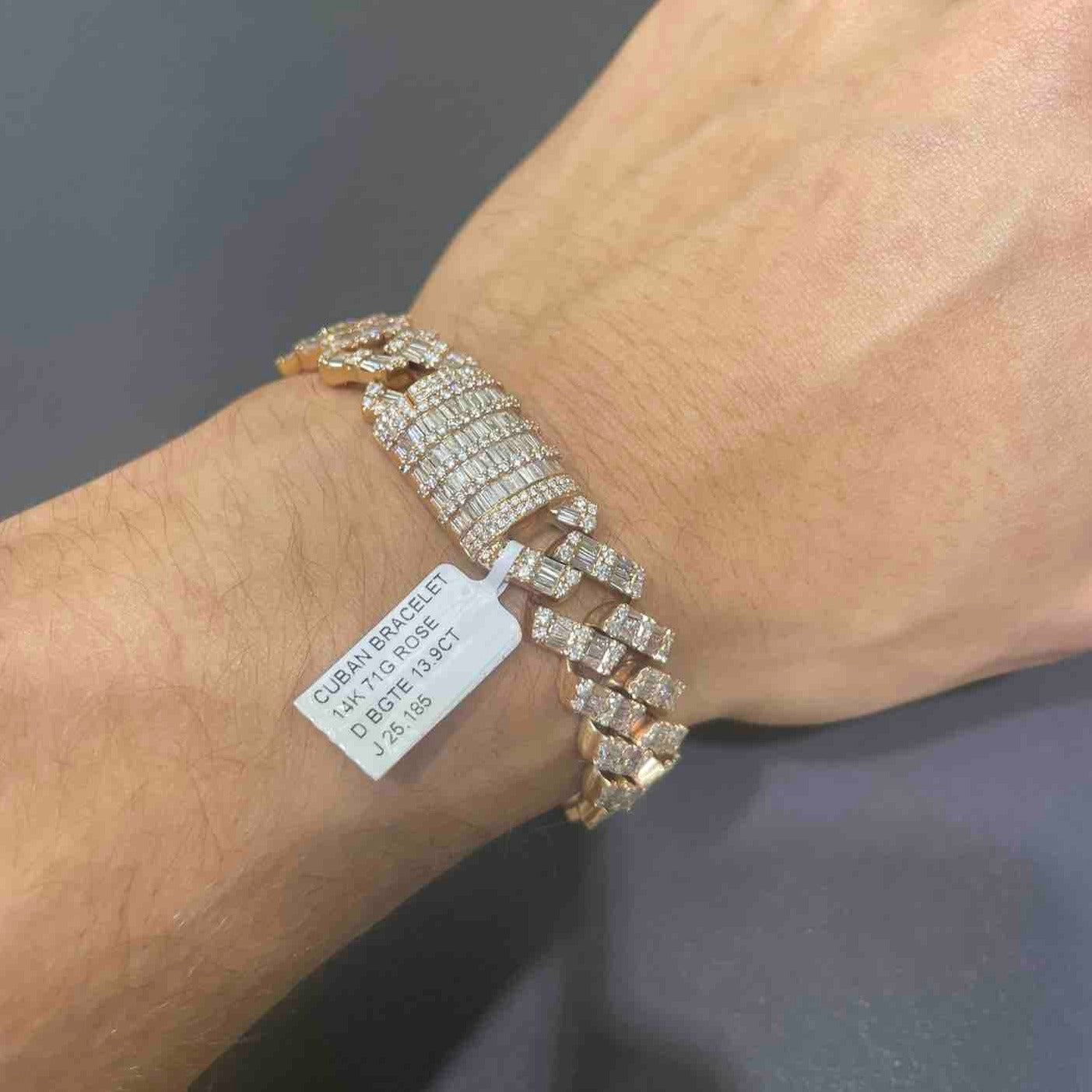 14k Bust Down Cuban Link Bracelet Baguette Diamonds | 71 Grams 14 ct