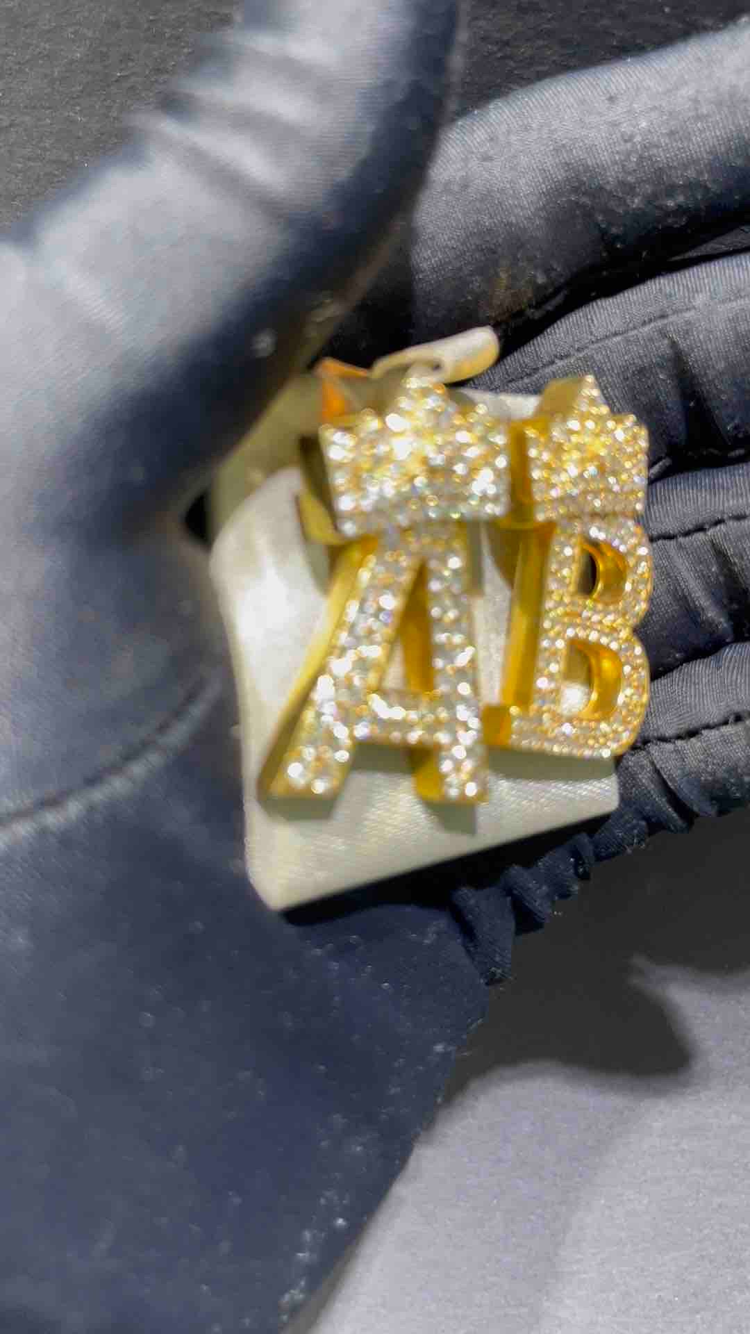 14k "Iced Out Pendant" VS1 Diamond Bust Down Initial Charm