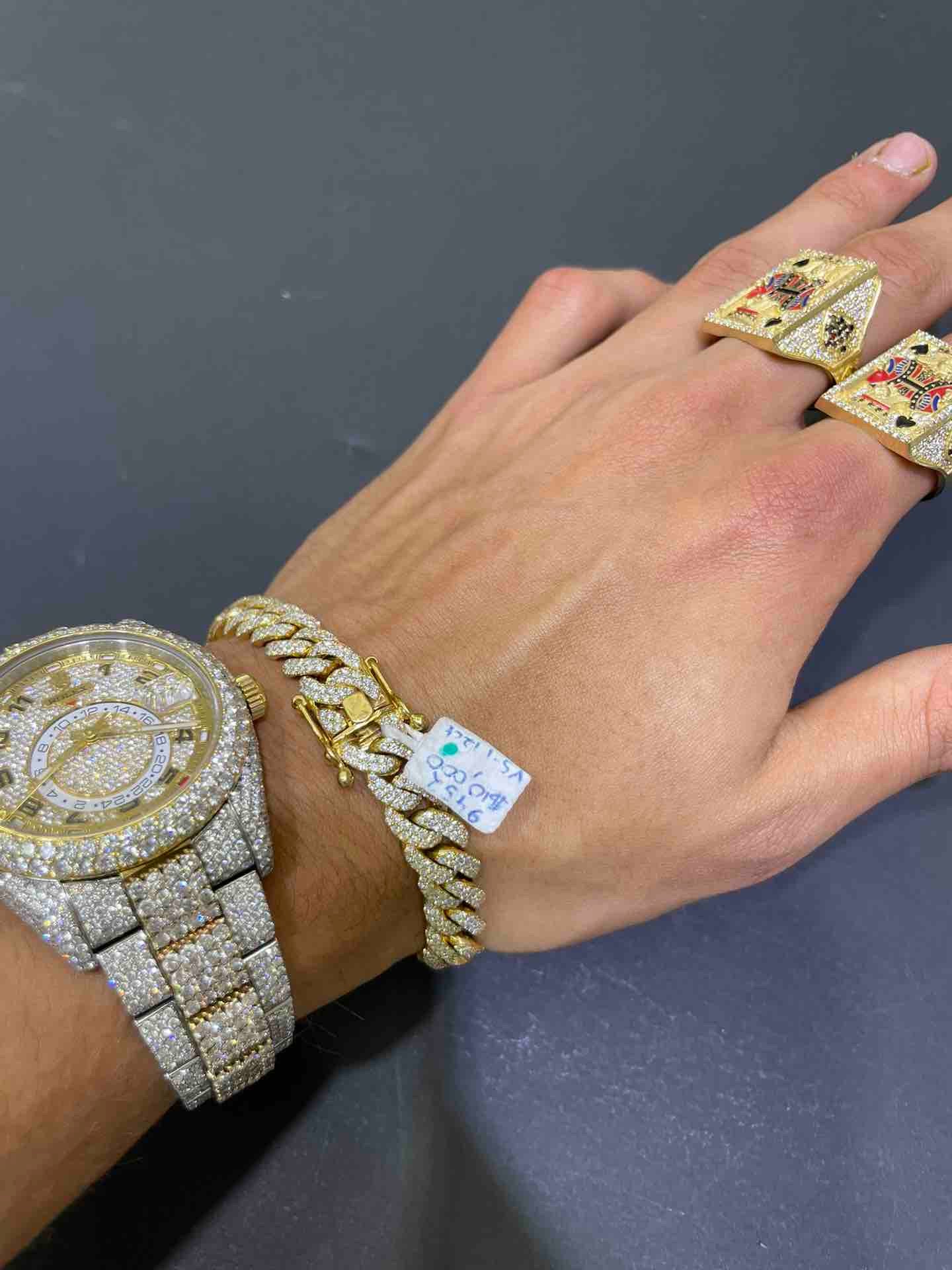 Iced Out Cuban Bracelet 10k Two Tone | VS1 50 G