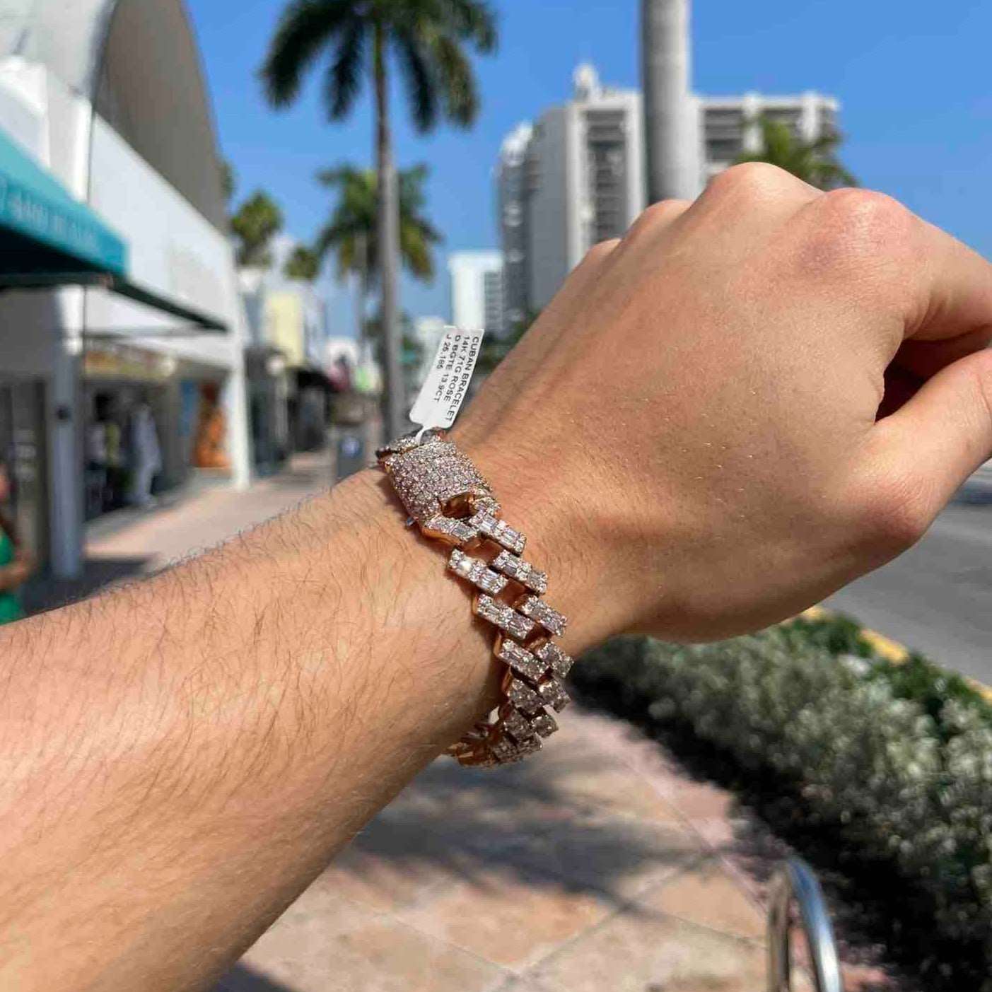 14k Bust Down Cuban Link Bracelet Baguette Diamonds | 71 Grams 14 ct