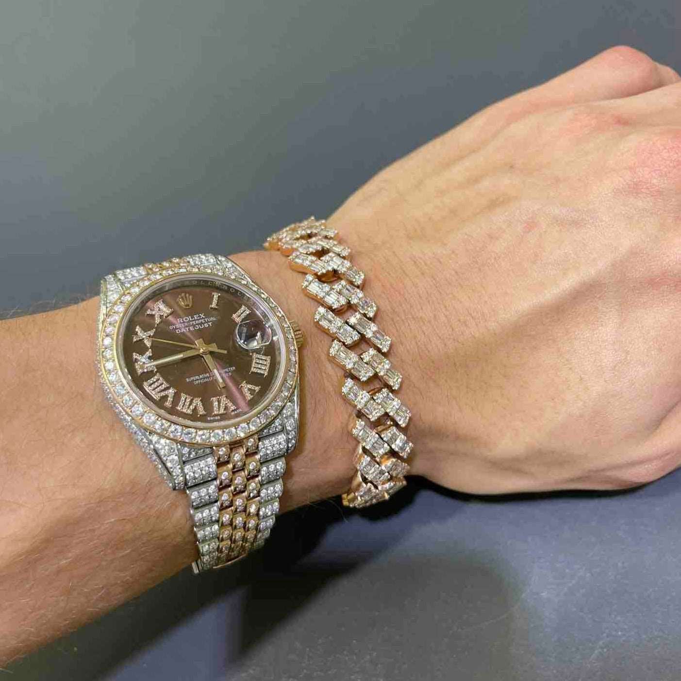 14k Bust Down Cuban Link Bracelet Baguette Diamonds | 71 Grams 14 ct