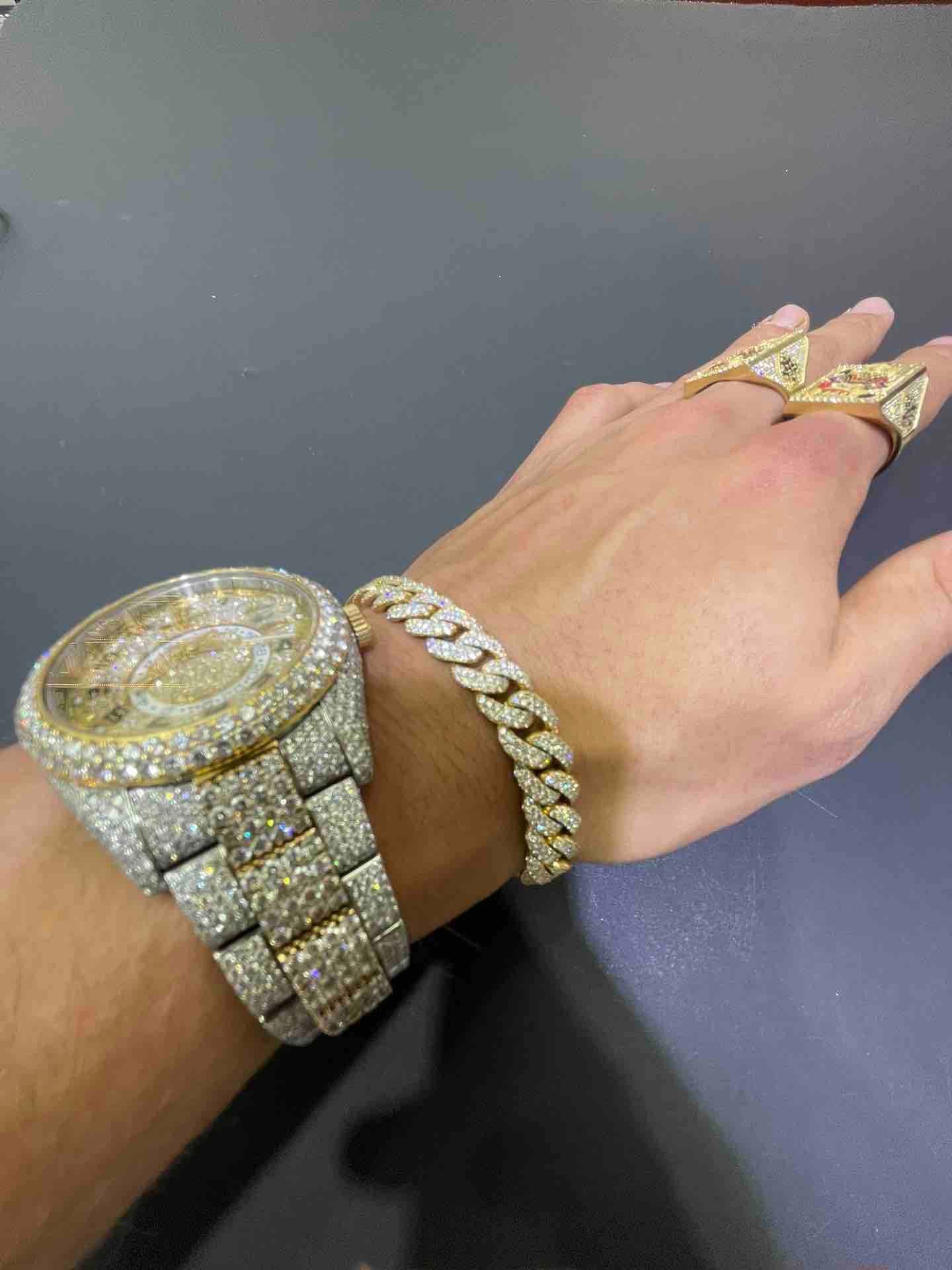 Iced Out Cuban Bracelet 10k Two Tone | VS1 50 G