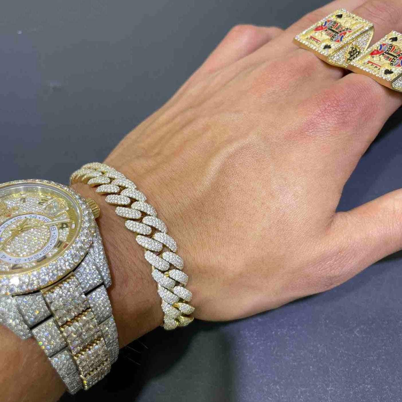 10k VVS Bust Down Cuban Bracelet Two Tone Brand New | 59 G