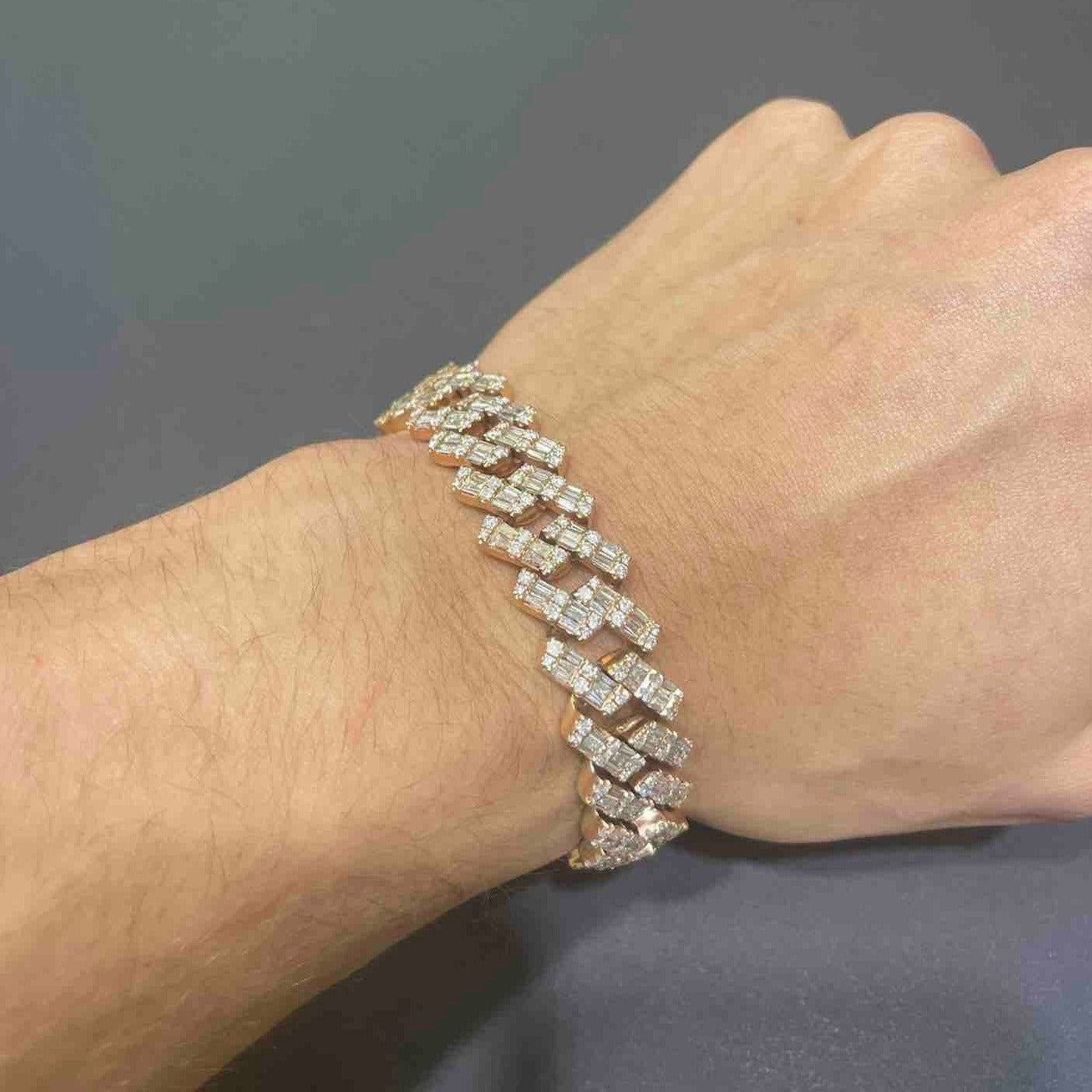 14k Bust Down Cuban Link Bracelet Baguette Diamonds | 71 Grams 14 ct