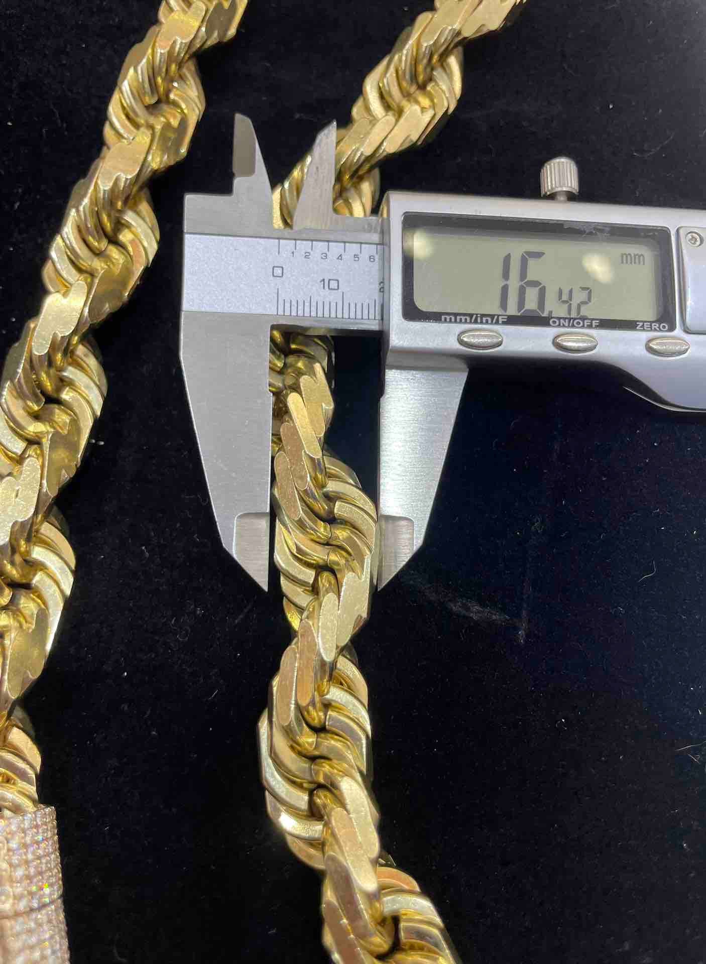 14k Solid "HEAVY" 623 gram Rope Chain with Bust Down Lock