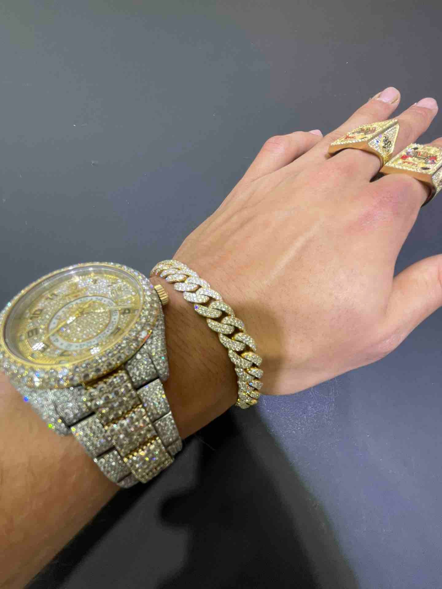 Iced Out Cuban Bracelet 10k Two Tone | VS1 50 G