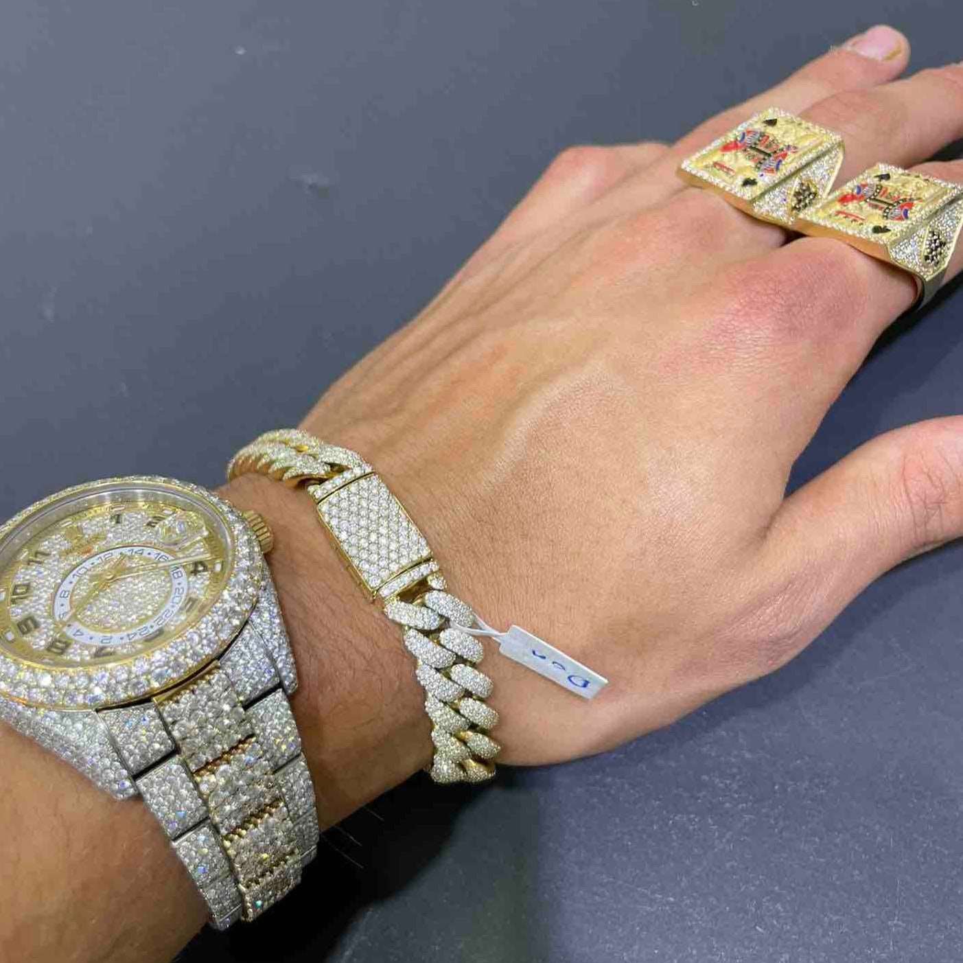 10k VVS Bust Down Cuban Bracelet Two Tone Brand New | 59 G