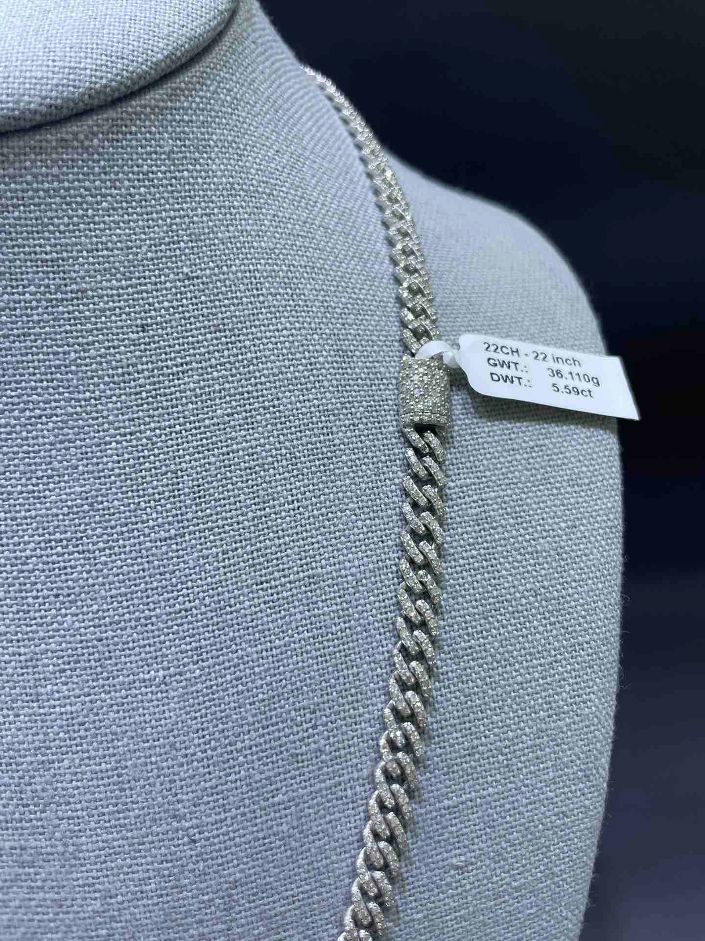 10k White Gold Iced Cuban Link Chain | 6 ct
