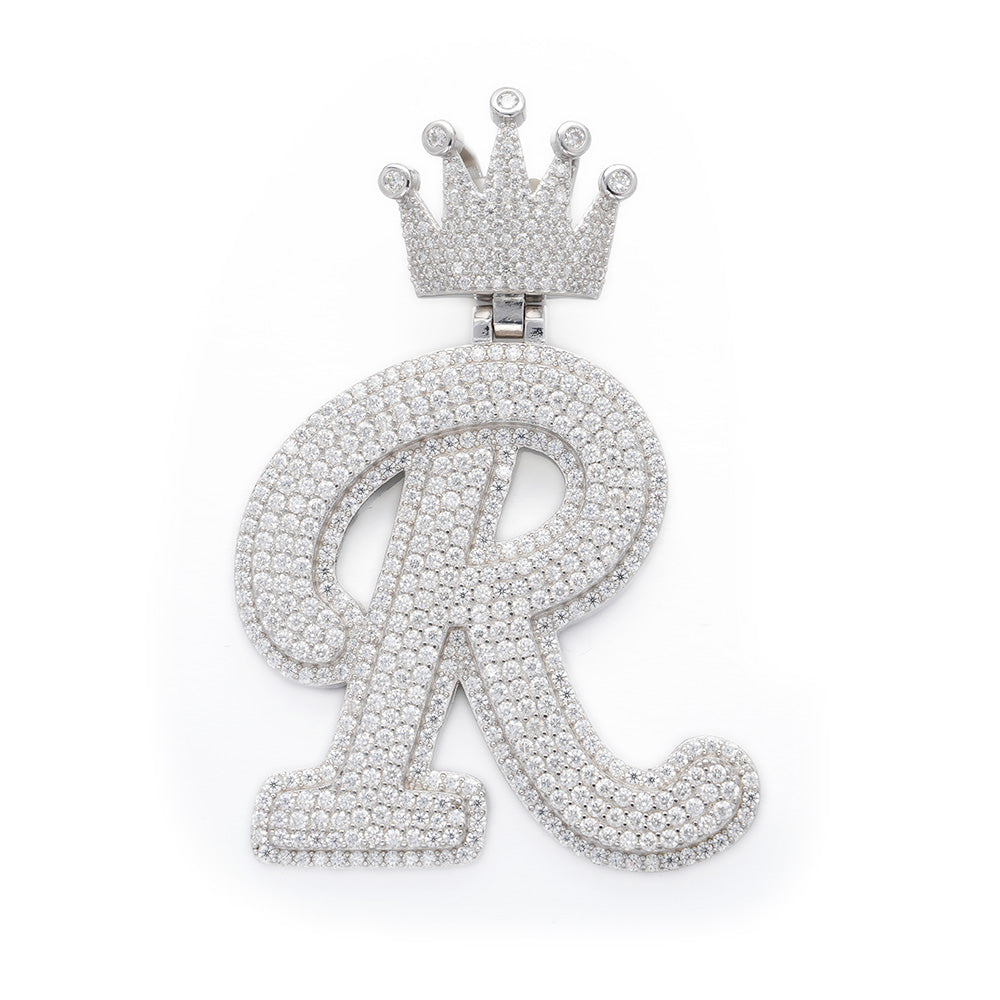 Crown Bail Initial Pendant Necklace