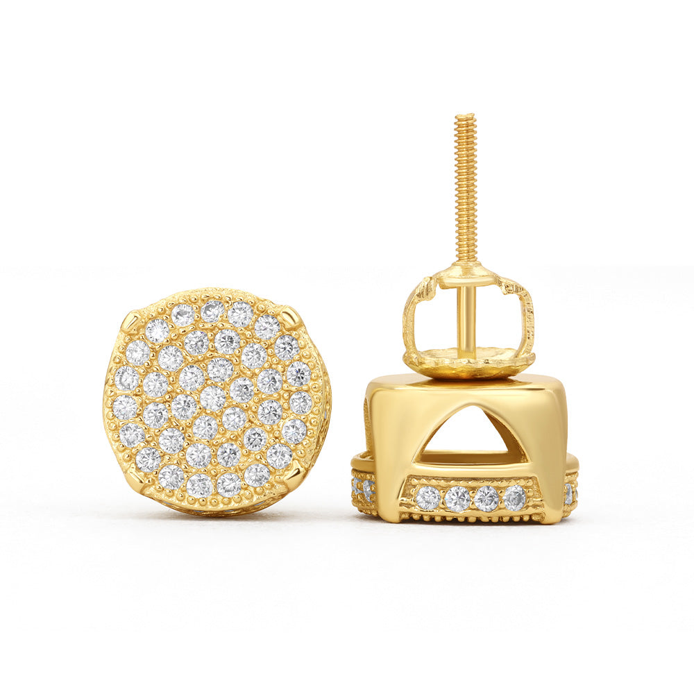 Round Micro Pave Moissanite Stud Earrings